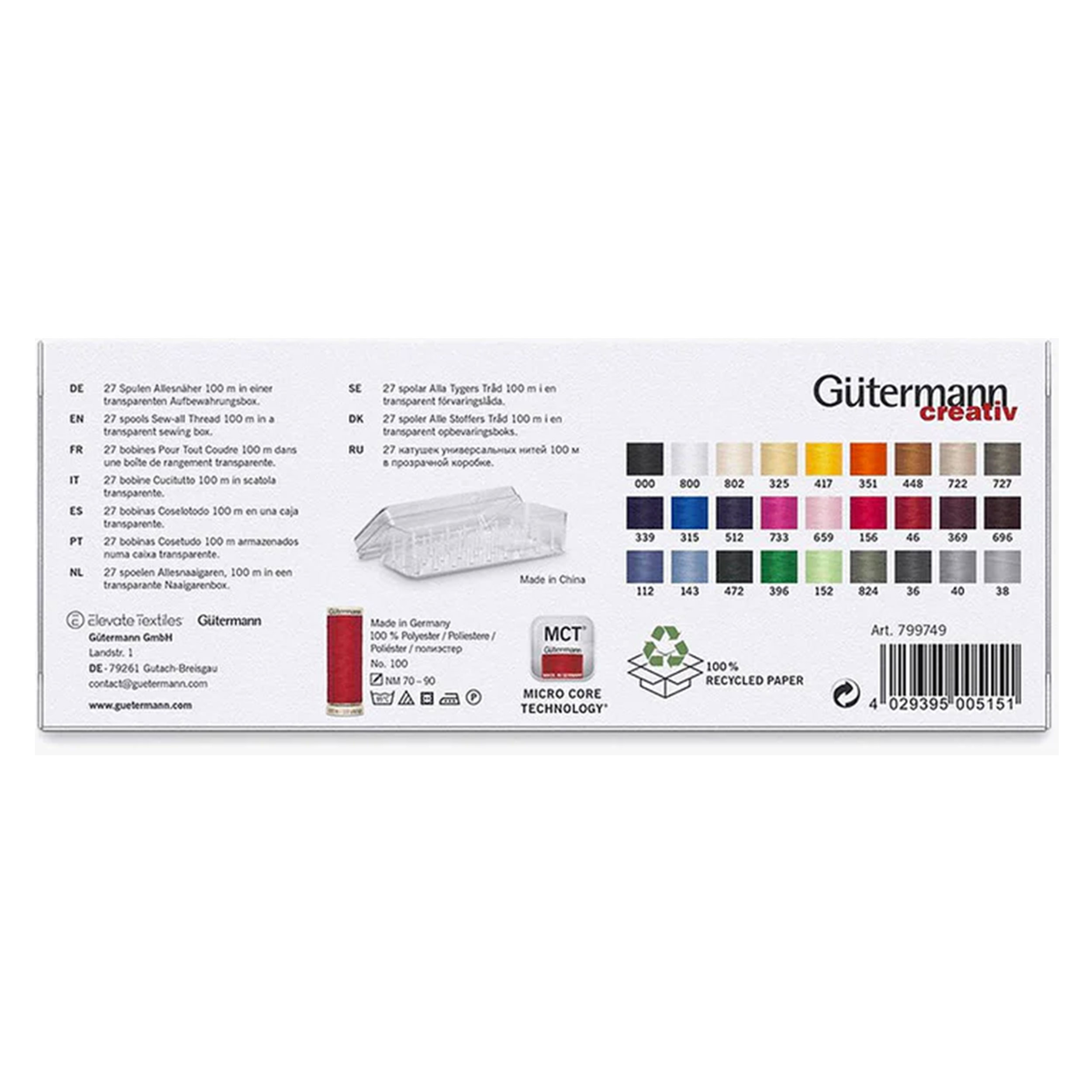Gutermann Creative Box 27 Bobine Cucitutto 100 m  Image