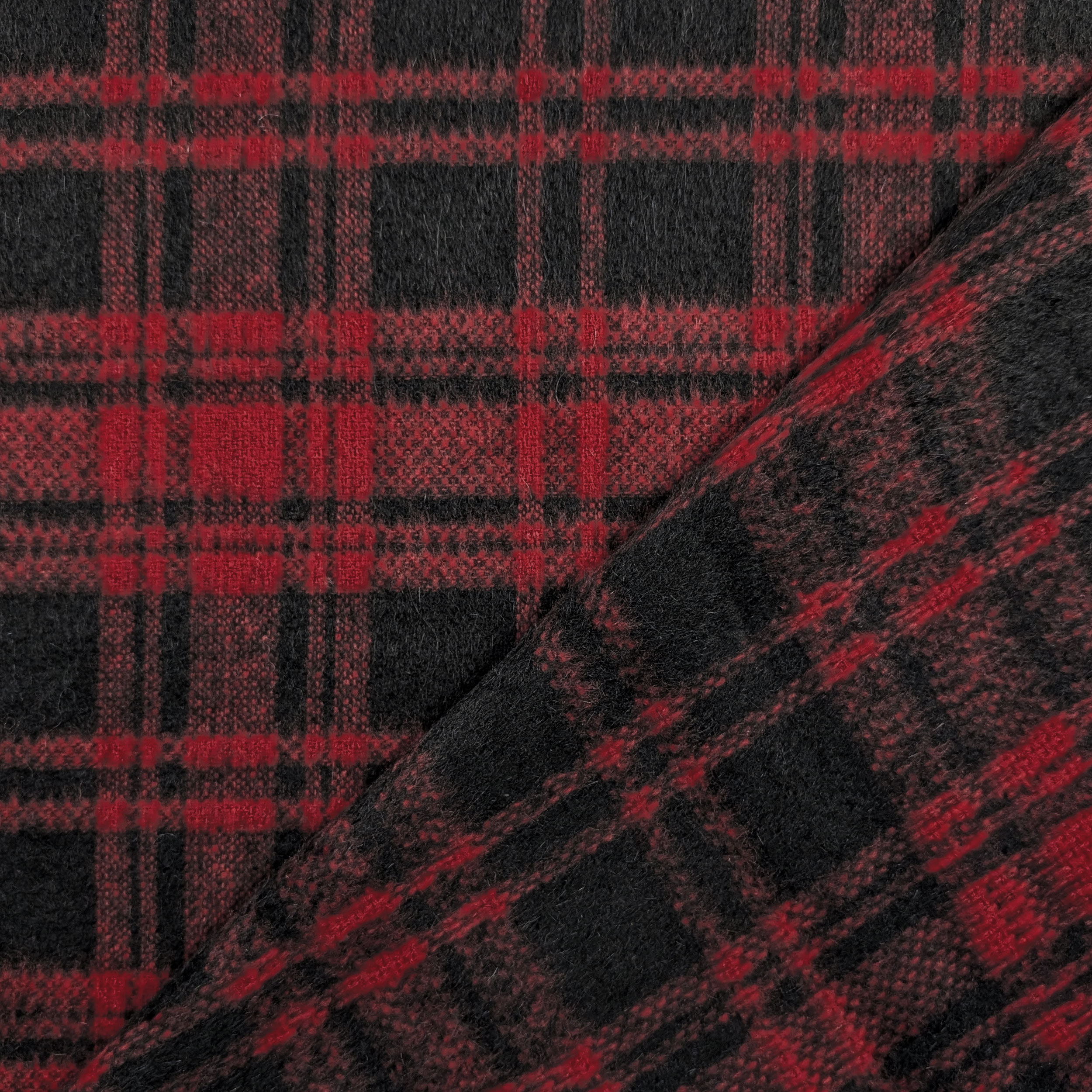 Cappotto Lana Cashmere Double Tartan Rosso e Nero Image