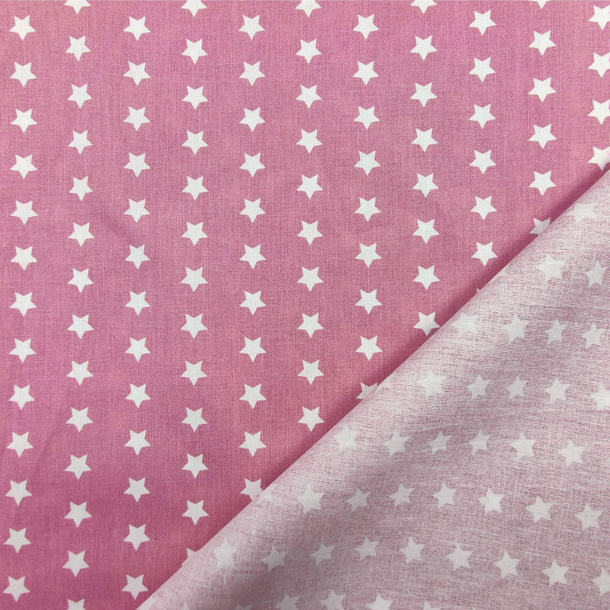 Ritaglio Cotone Stelle Bianche Sfondo Rosa Scuro 210x140 cm Image