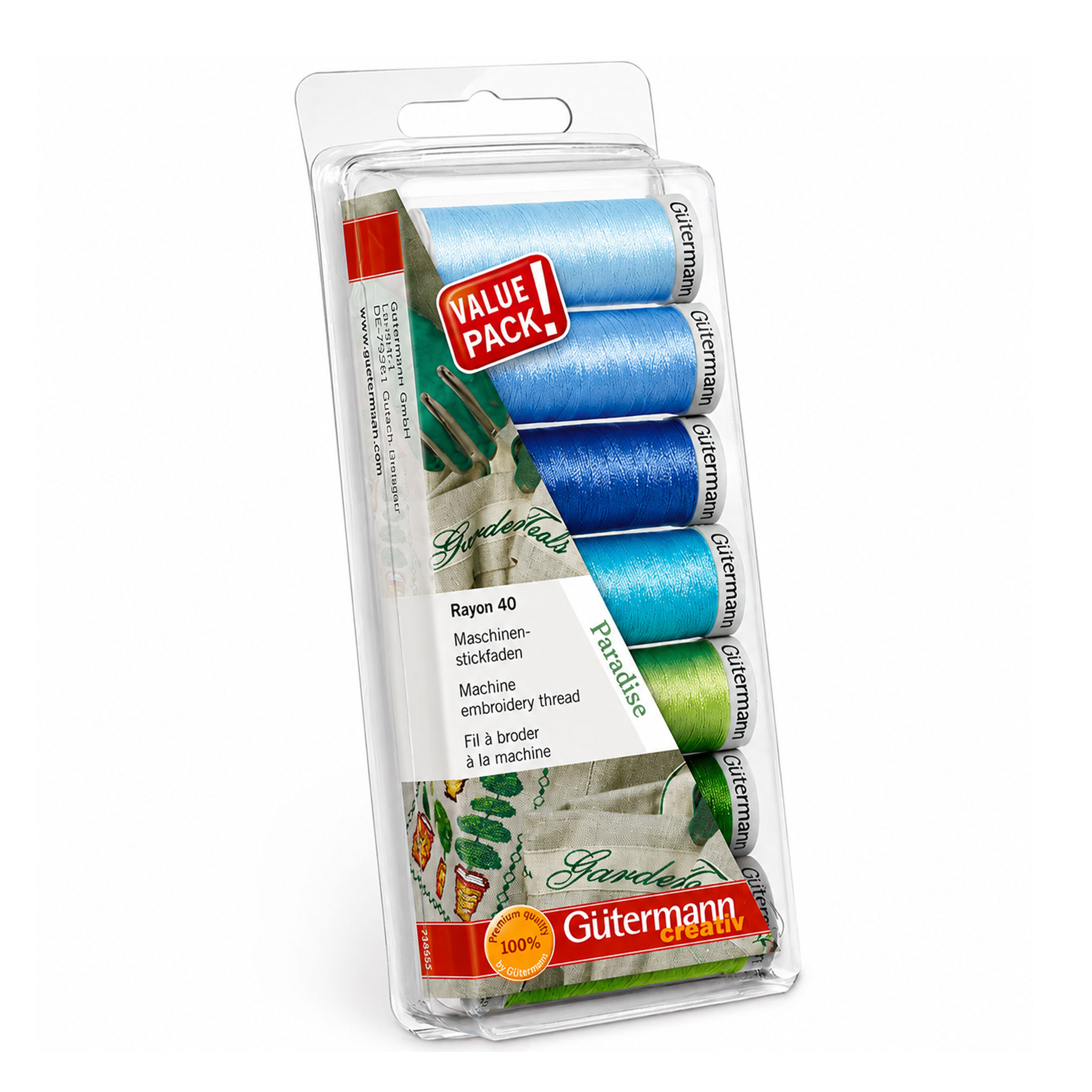 Gutermann Set 7 Bobine Filo da Ricamo a Macchina Rayon 40 200 m Image