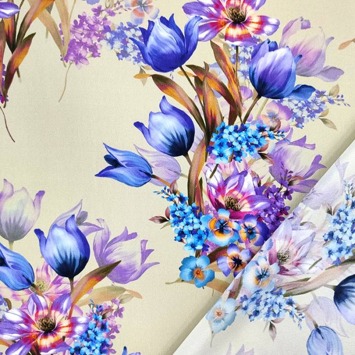 Tessuto Seta Floreale Alta Moda