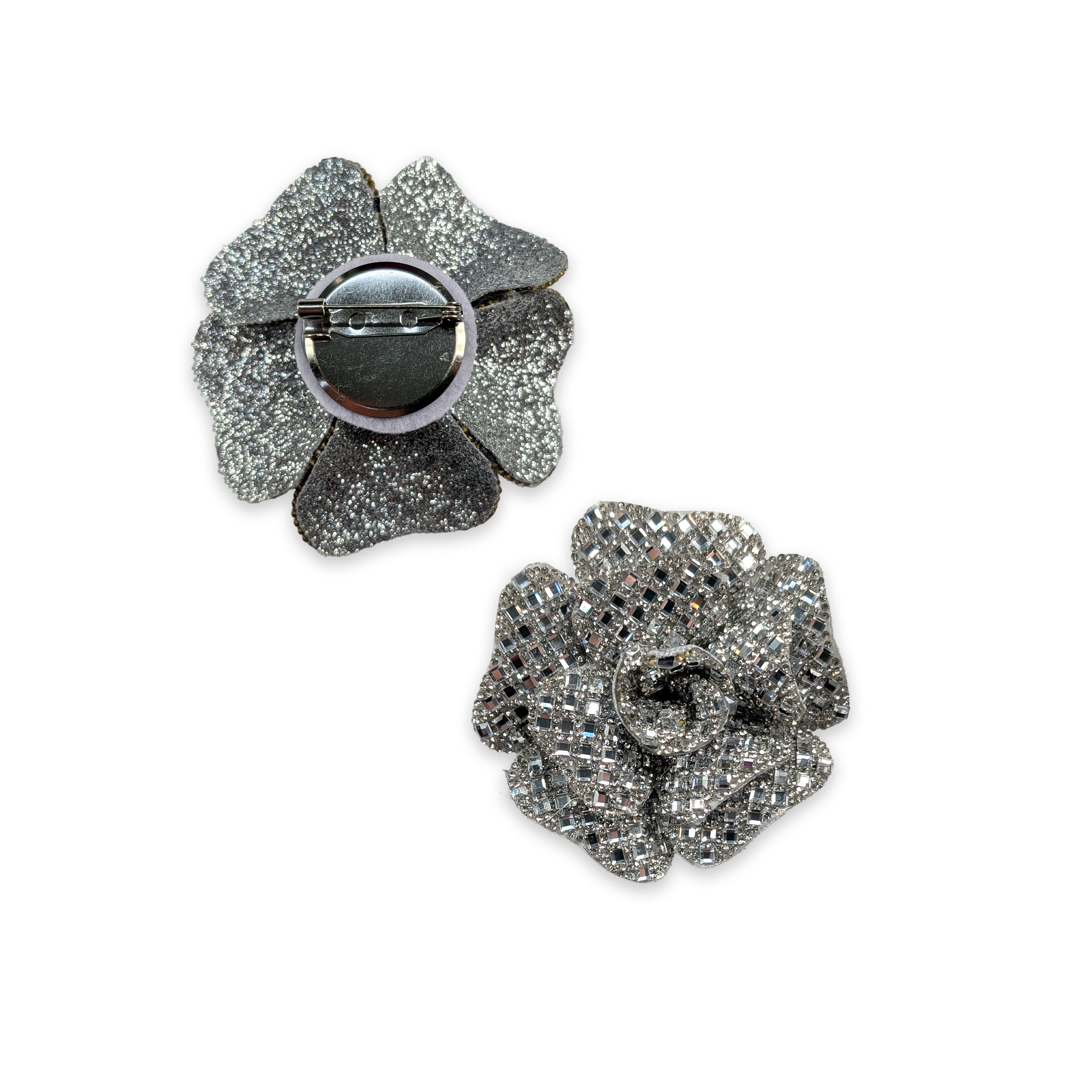 Spilla Rosa Argento con Strass Image
