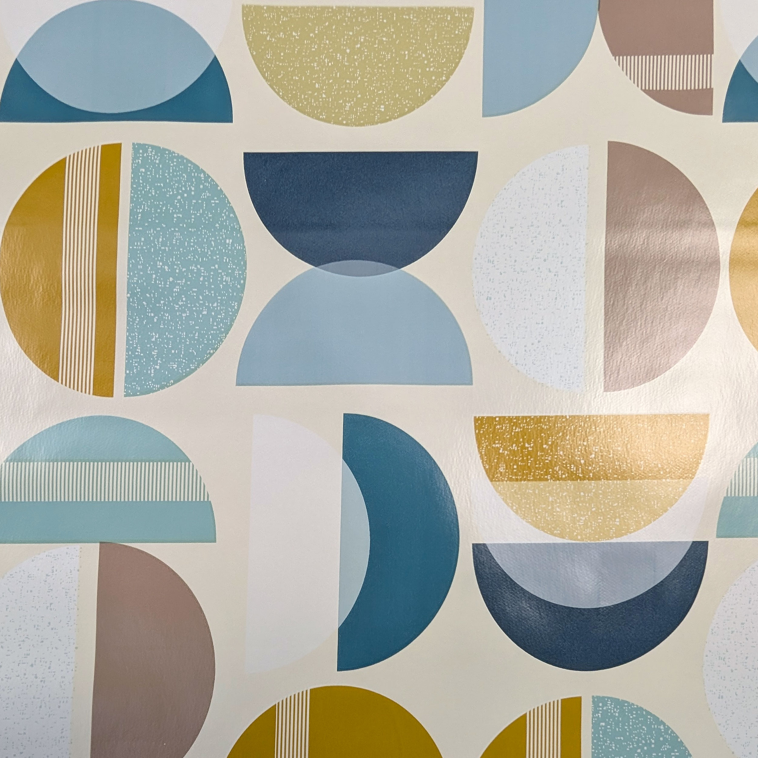 Tessuto per Tovaglia Plastificata Pop Art Blu Beige Image