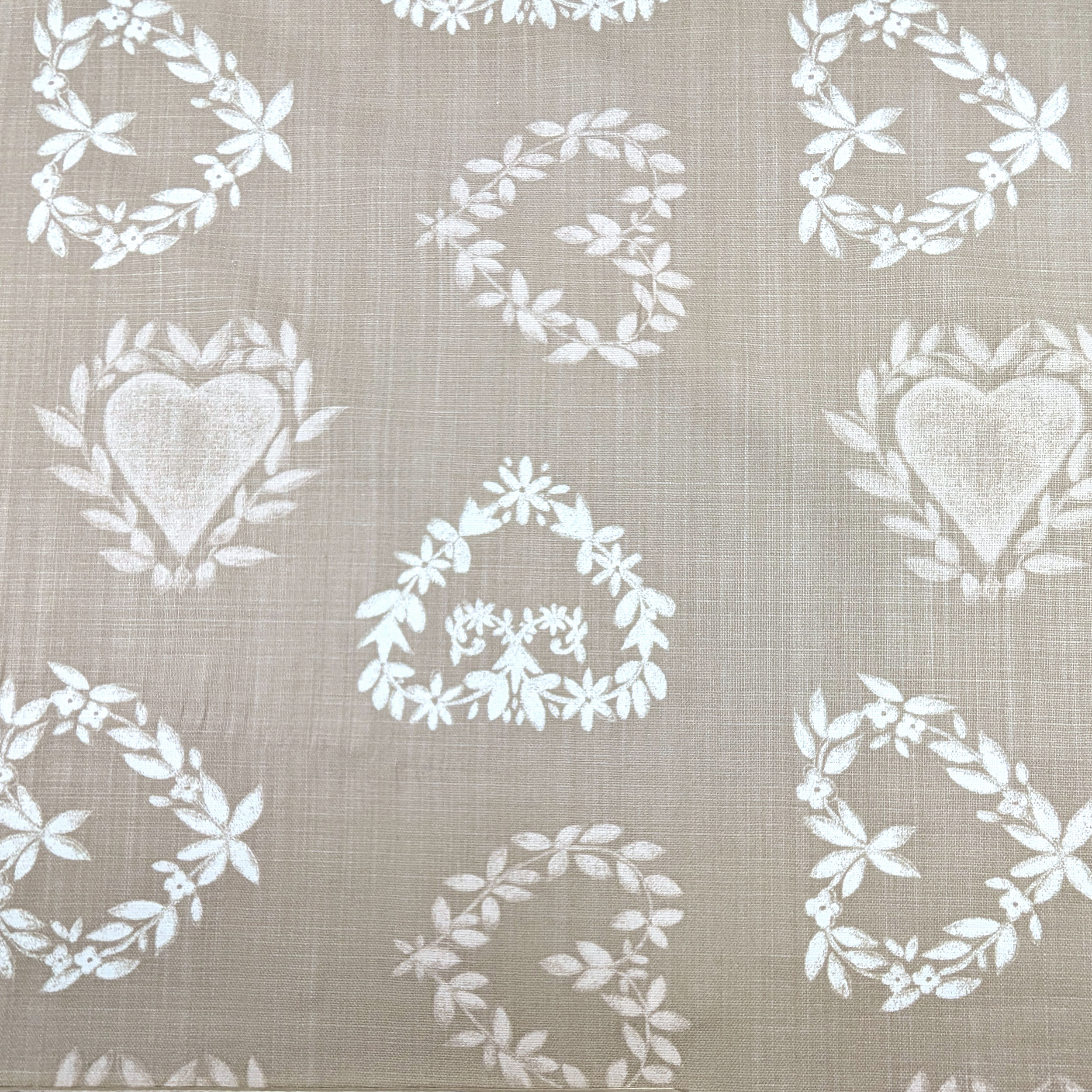 Cotone Lino Arredo Fiori e Cuori Shabby Image