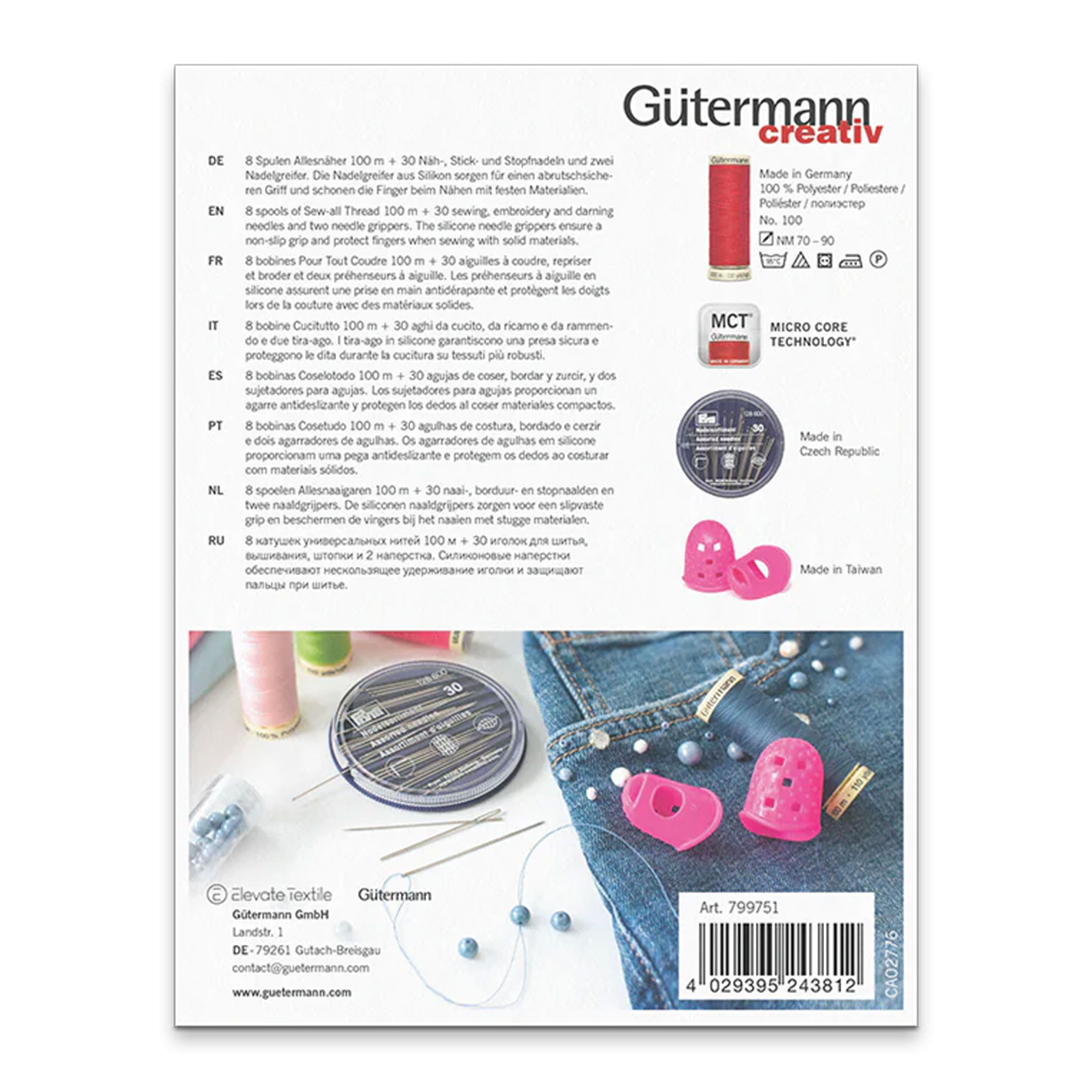 Gutermann Creative Set 8 Bobine con Aghi e Ditali Image