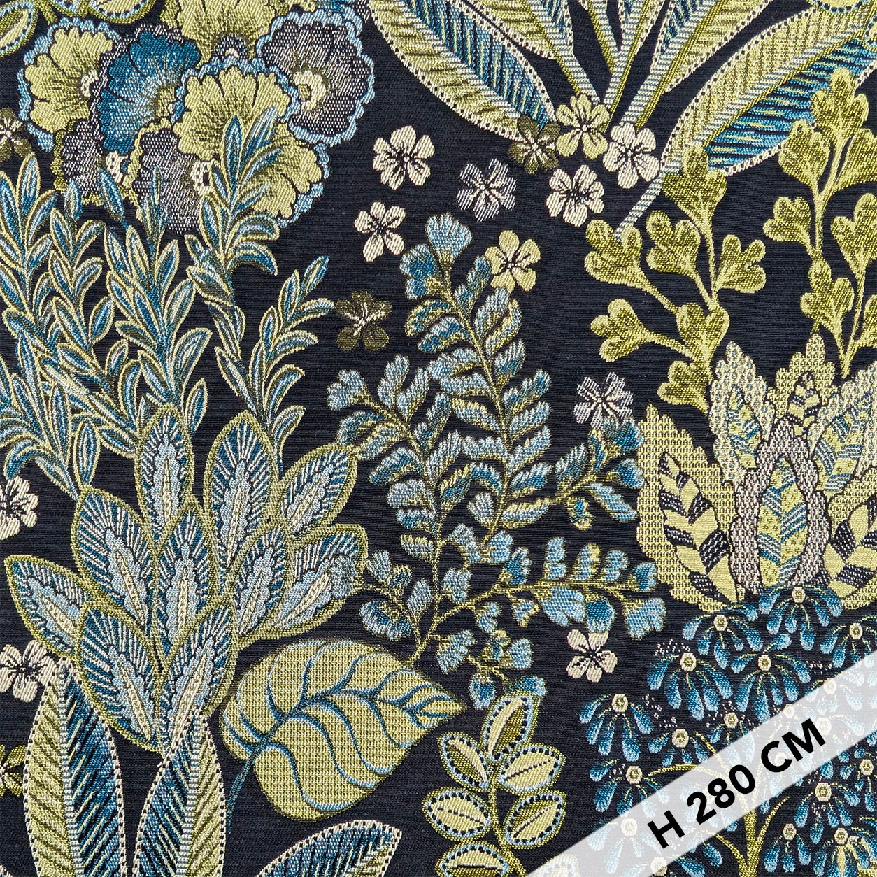 Jacquard Floreale Toni del Blu H 280 cm Image