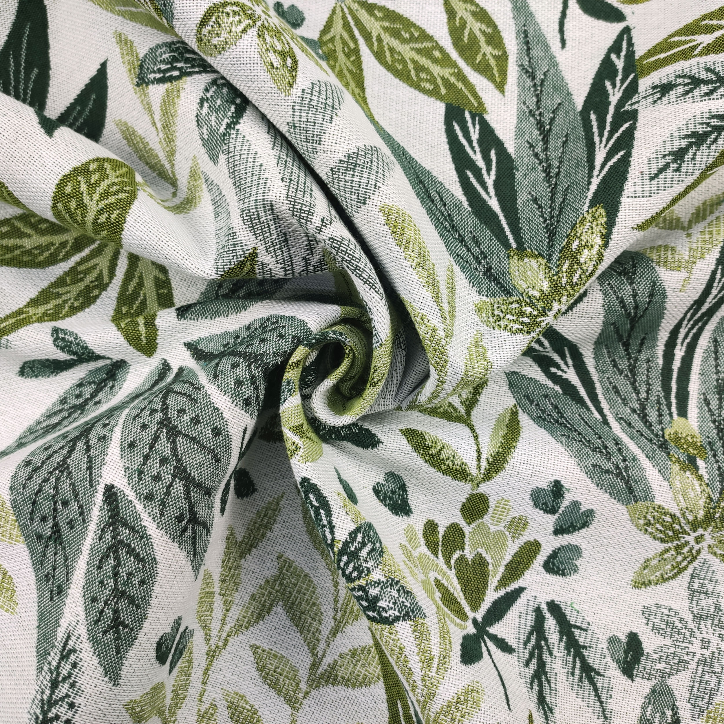 Jacquard Fiori e Foglie Verdi