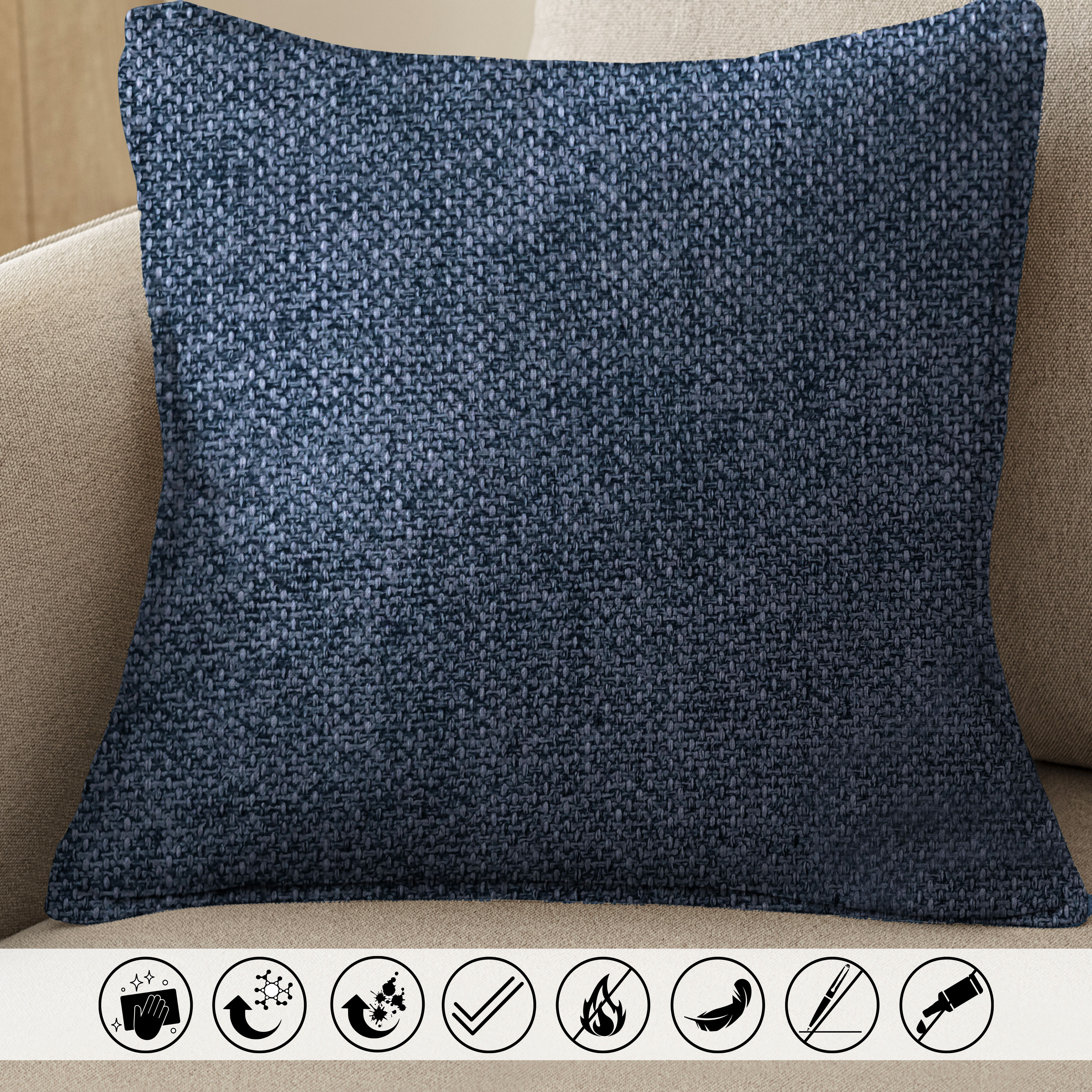 Tessuto Arredo Trama Melange Blu Image
