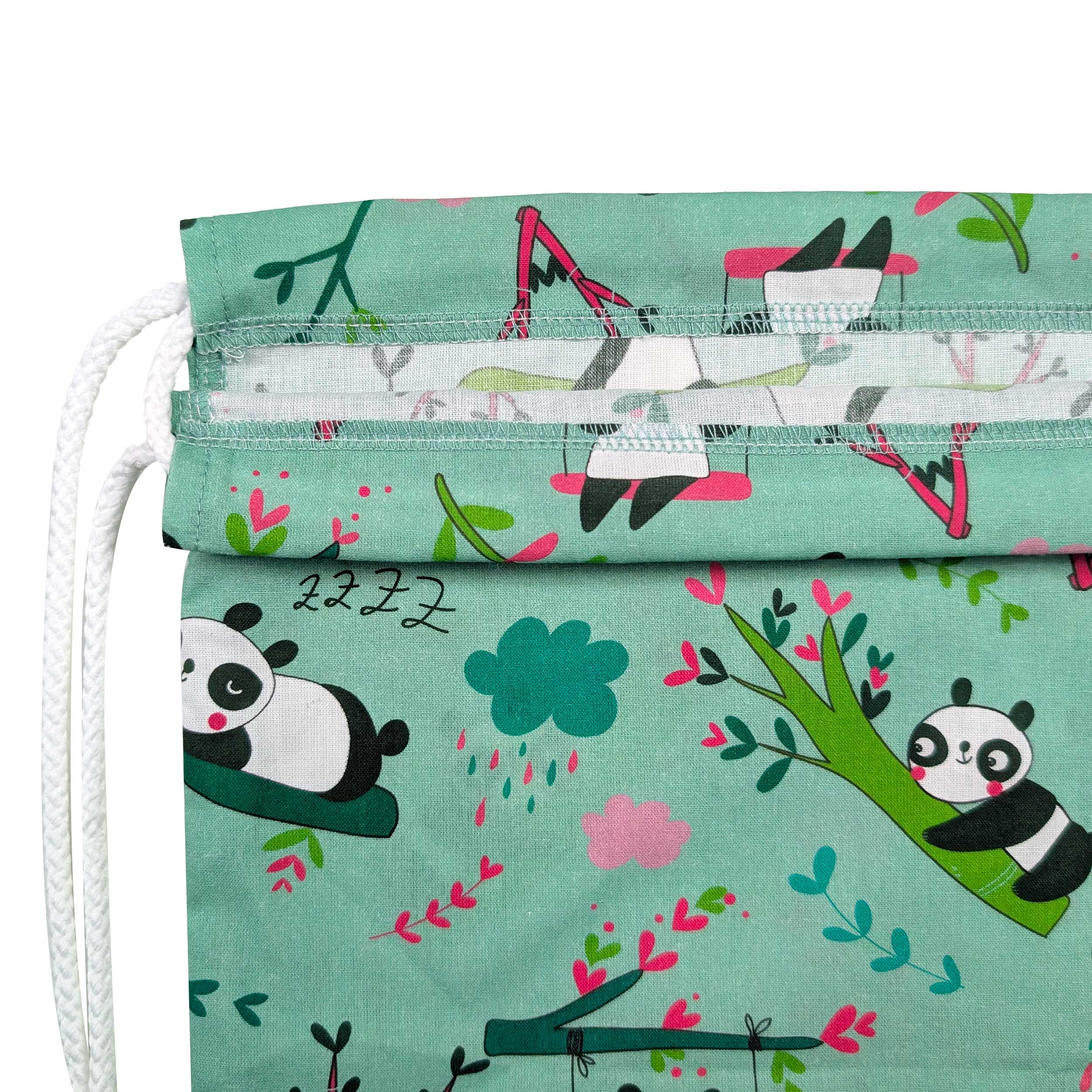 Zainetto Asilo Panda Sfondo Verde Menta Image
