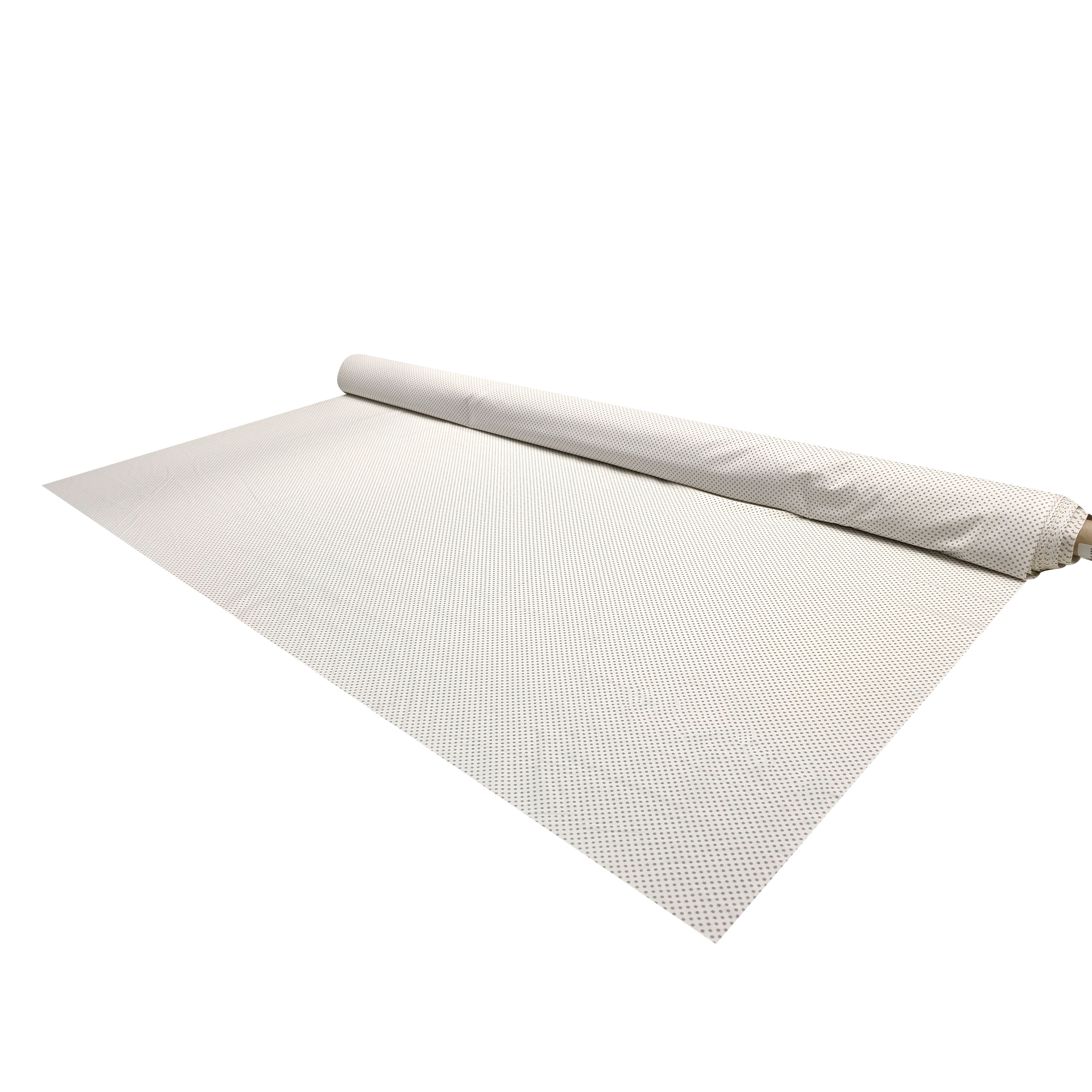 Tessuto Cotone Bianco Pois Tortora Image