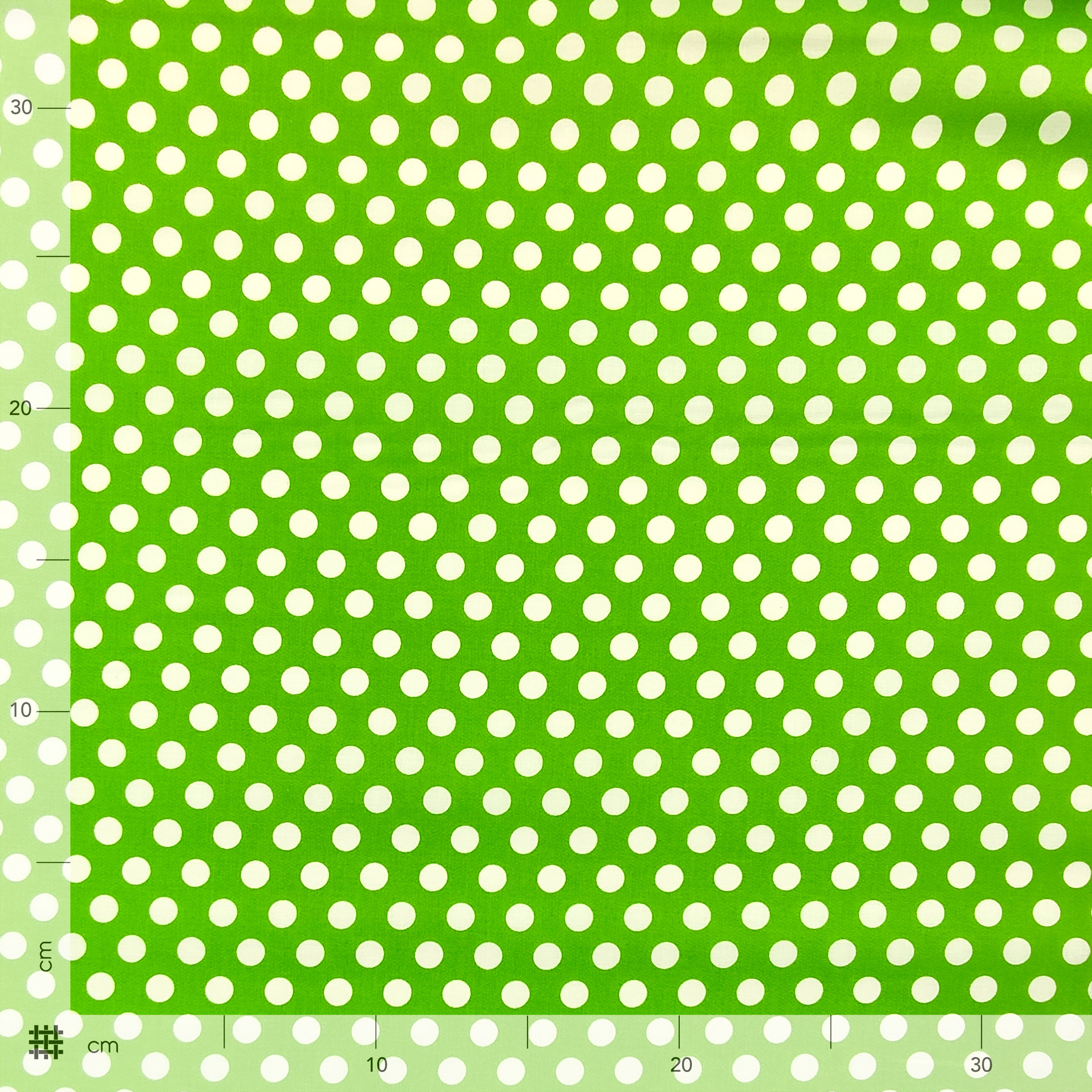 Tessuto Cotone Verde a Pois Grandi Image