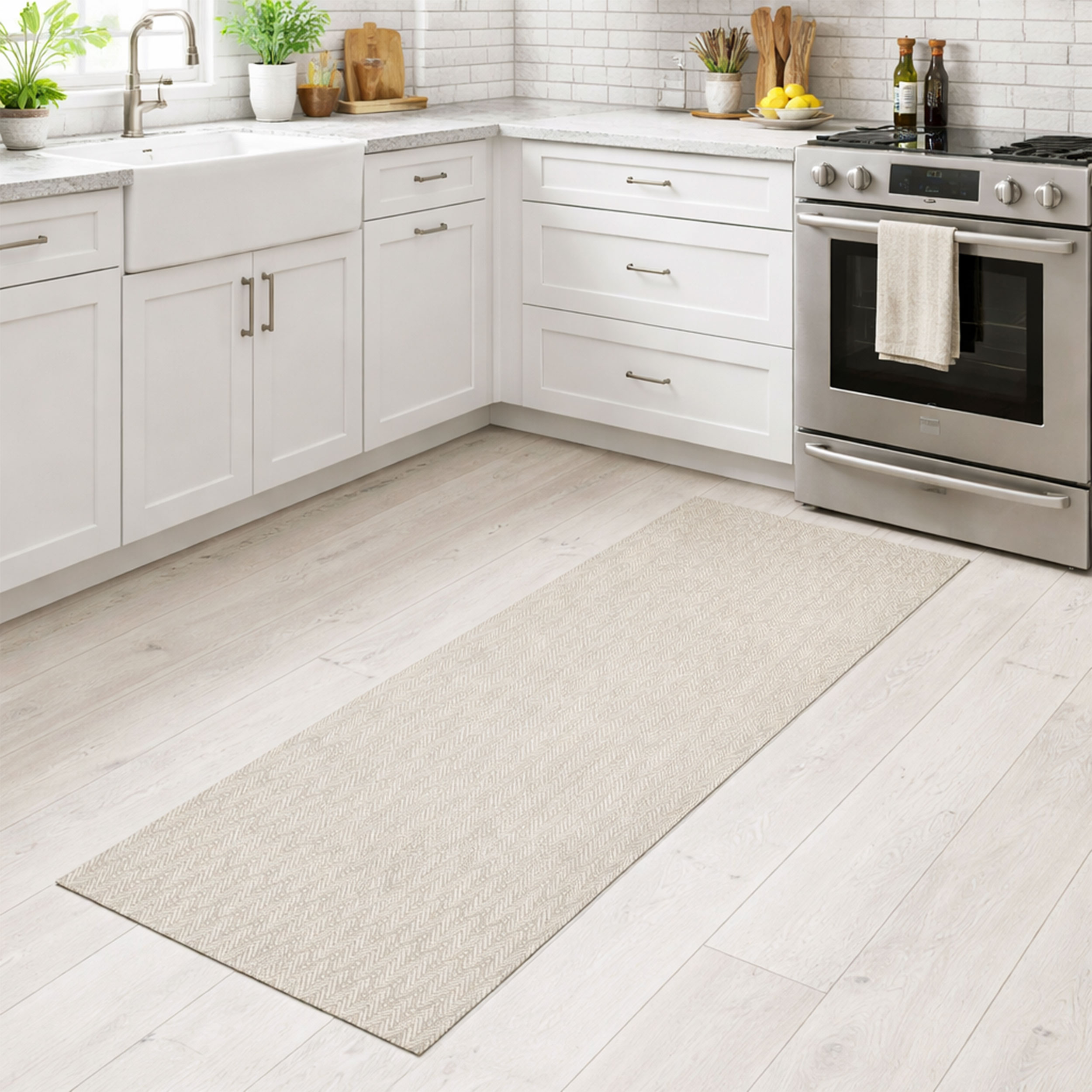 Passatoia da Cucina Zig Zag Panna e Grigio Image