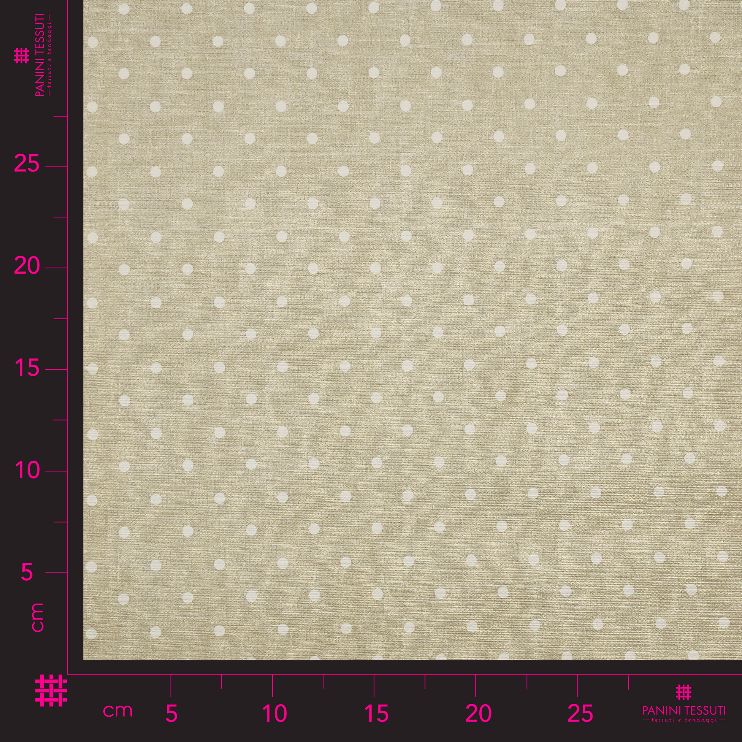 Tessuto per Tovaglia Plastificata Pois Bianchi Sfondo Beige Image
