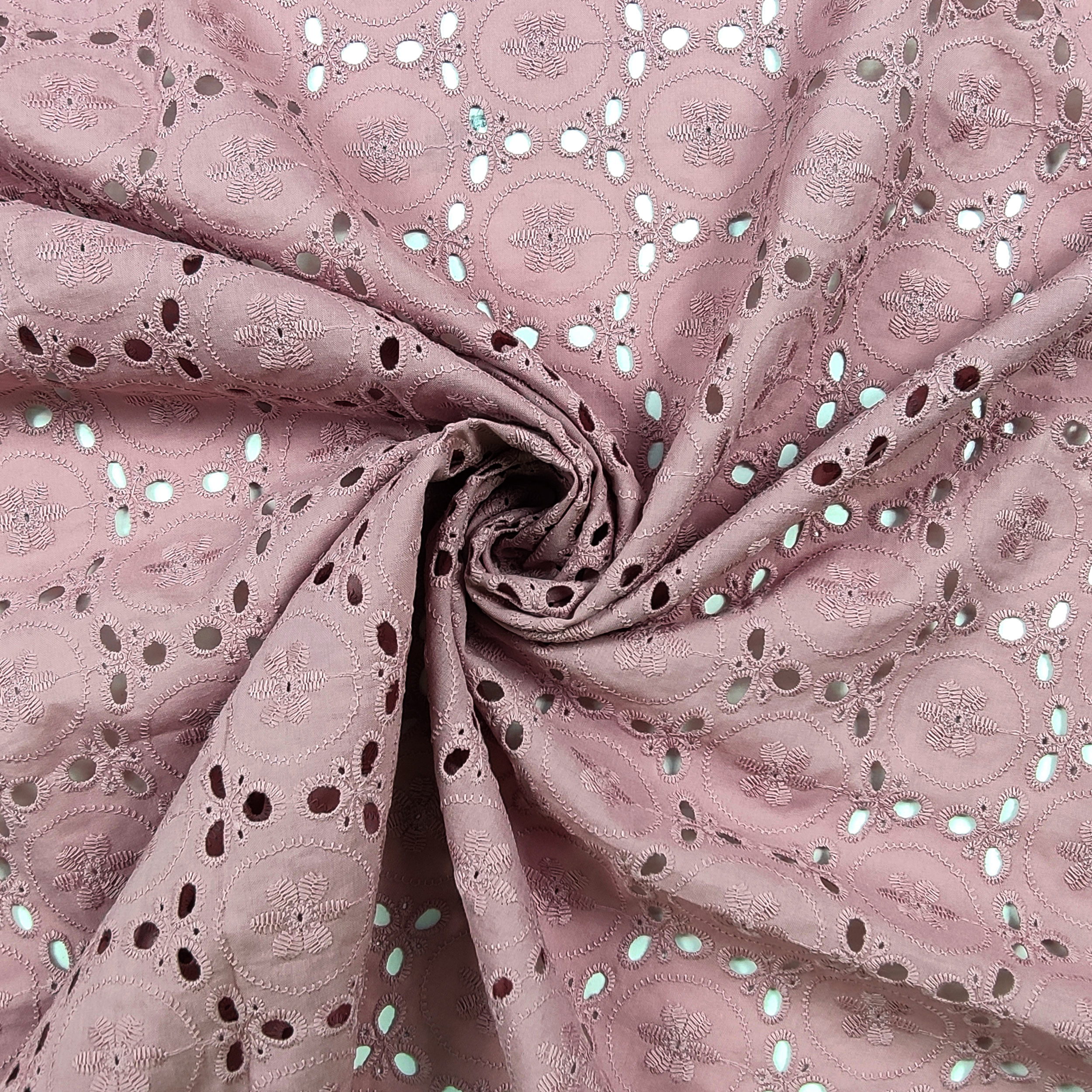 Tessuto Sangallo Rosa Antico Doppio Bordo Ricamato Image