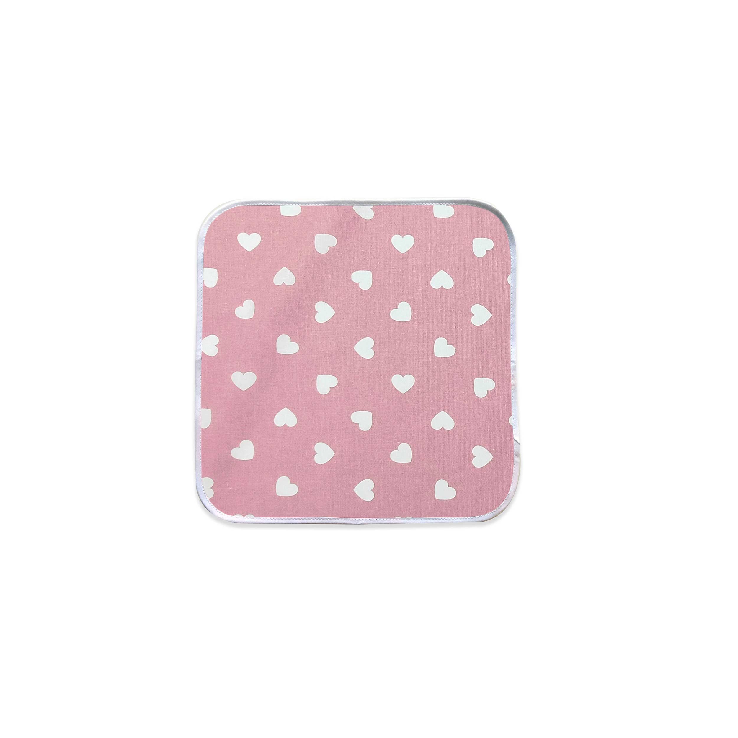 Tovagliolo Cuori Bianchi Sfondo Rosa Antico