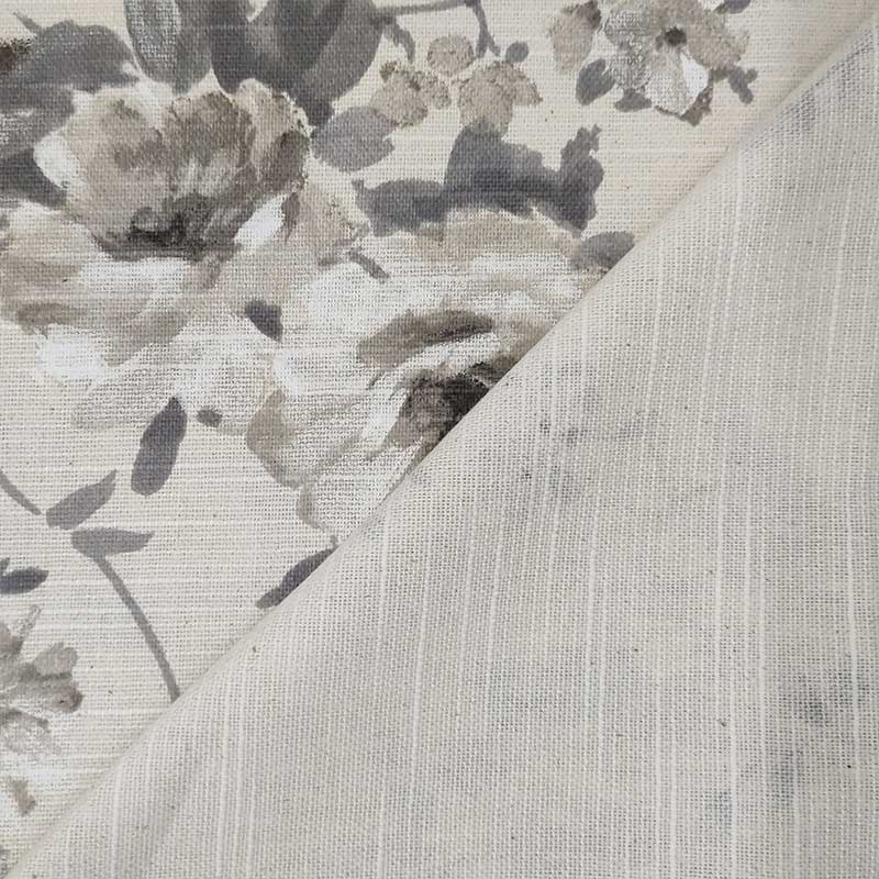 Tessuto cotone fiore medio grigio