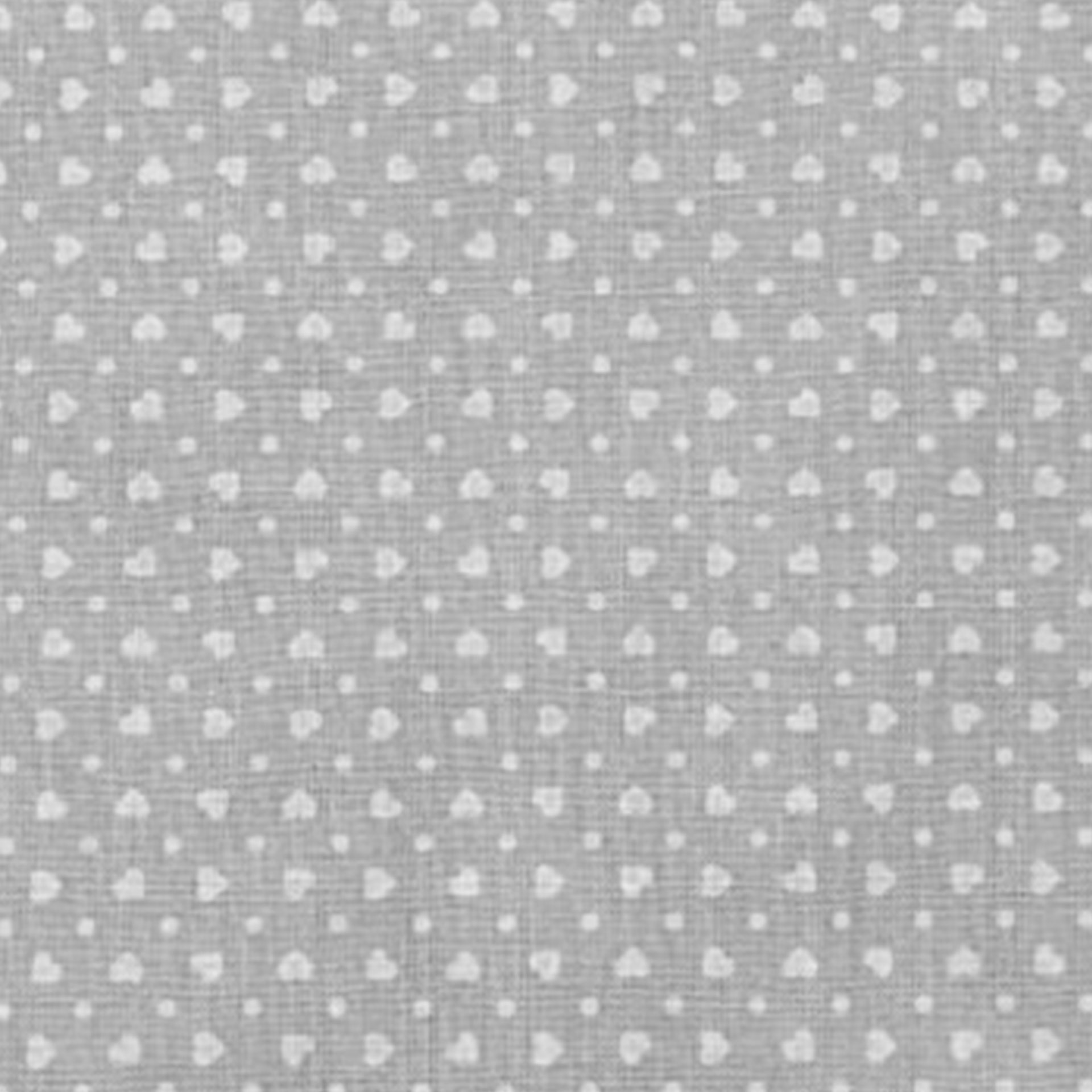 Cotone tessuto fantasia cuori e pois grigio