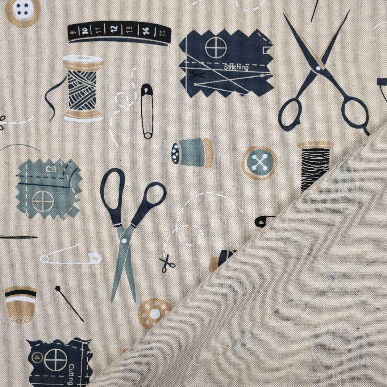 Tessuto Misto Cotone Accessori Sartoria Grigio Image