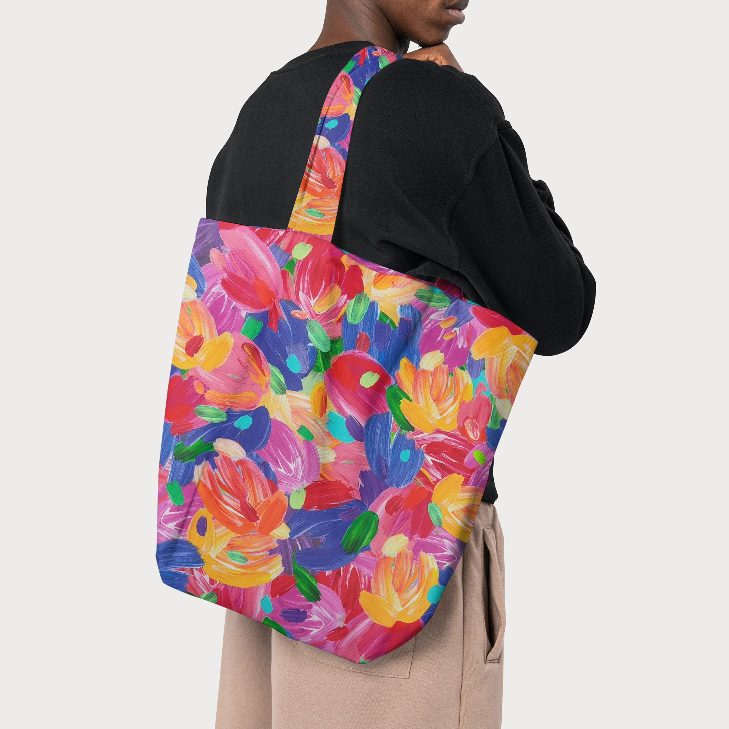 Tessuto Panama Cotone Tulipani Dipinti