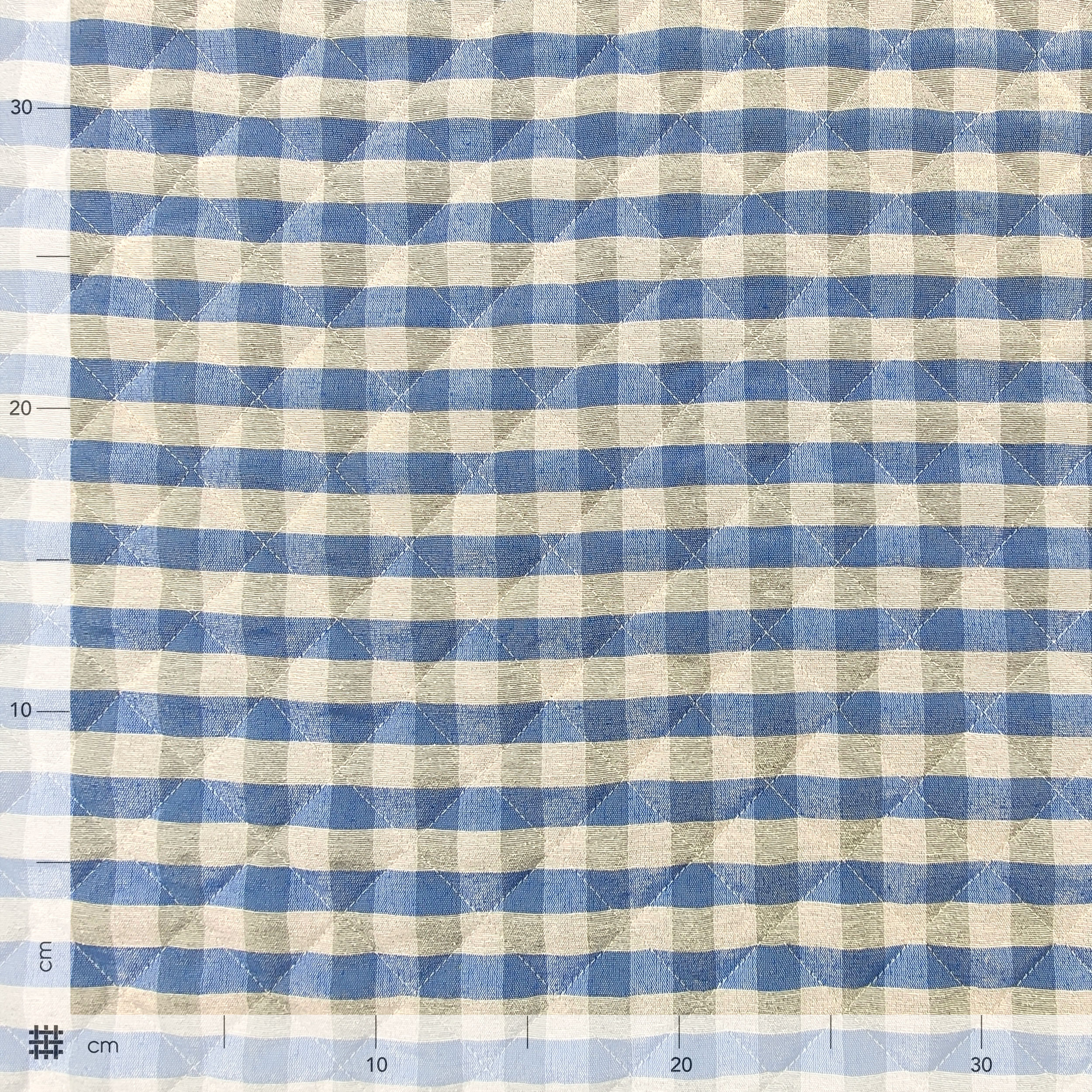Tessuto Trapuntato Quadretti Azzurro e Grigio