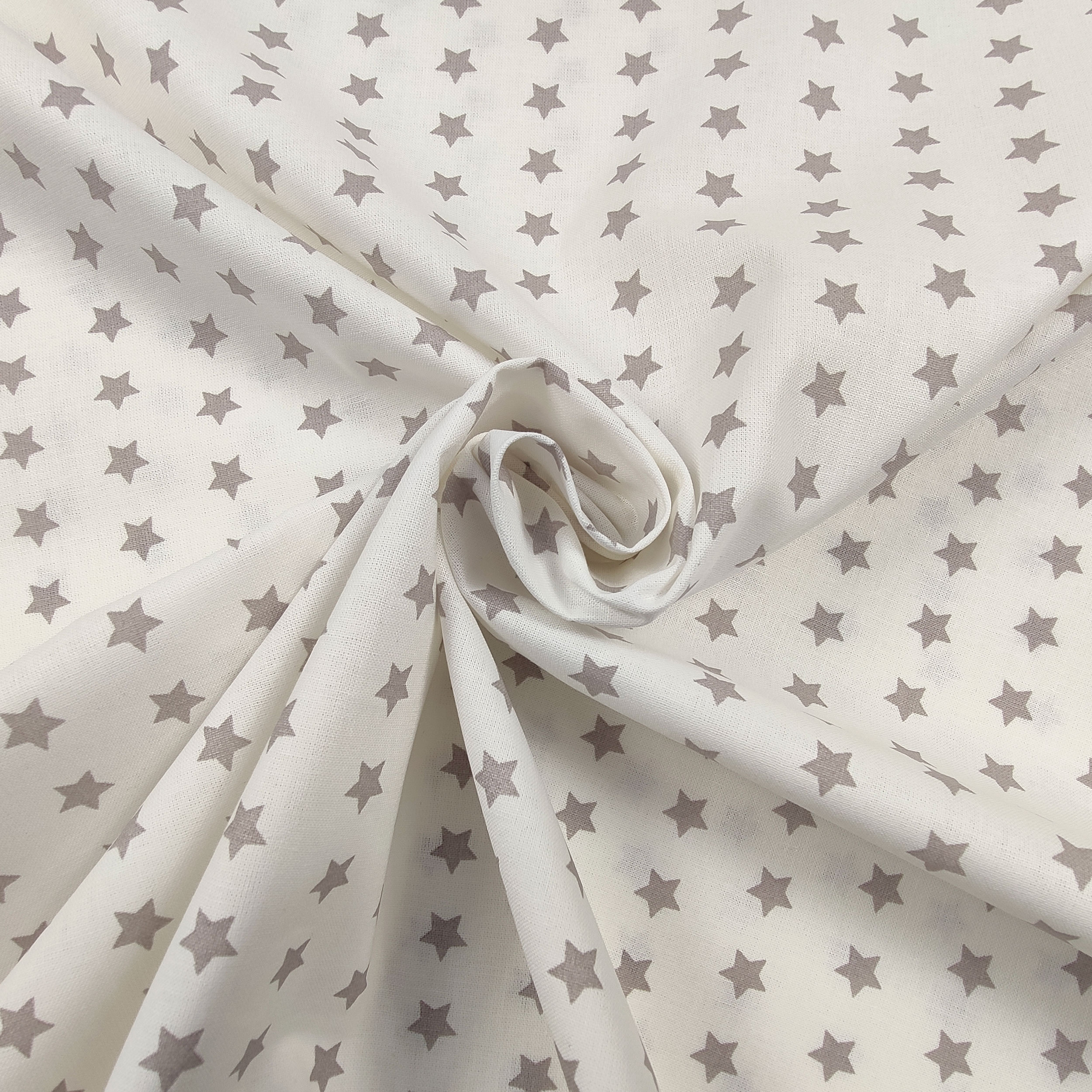 Tessuto Cotone Stelle Sfondo Bianco Image