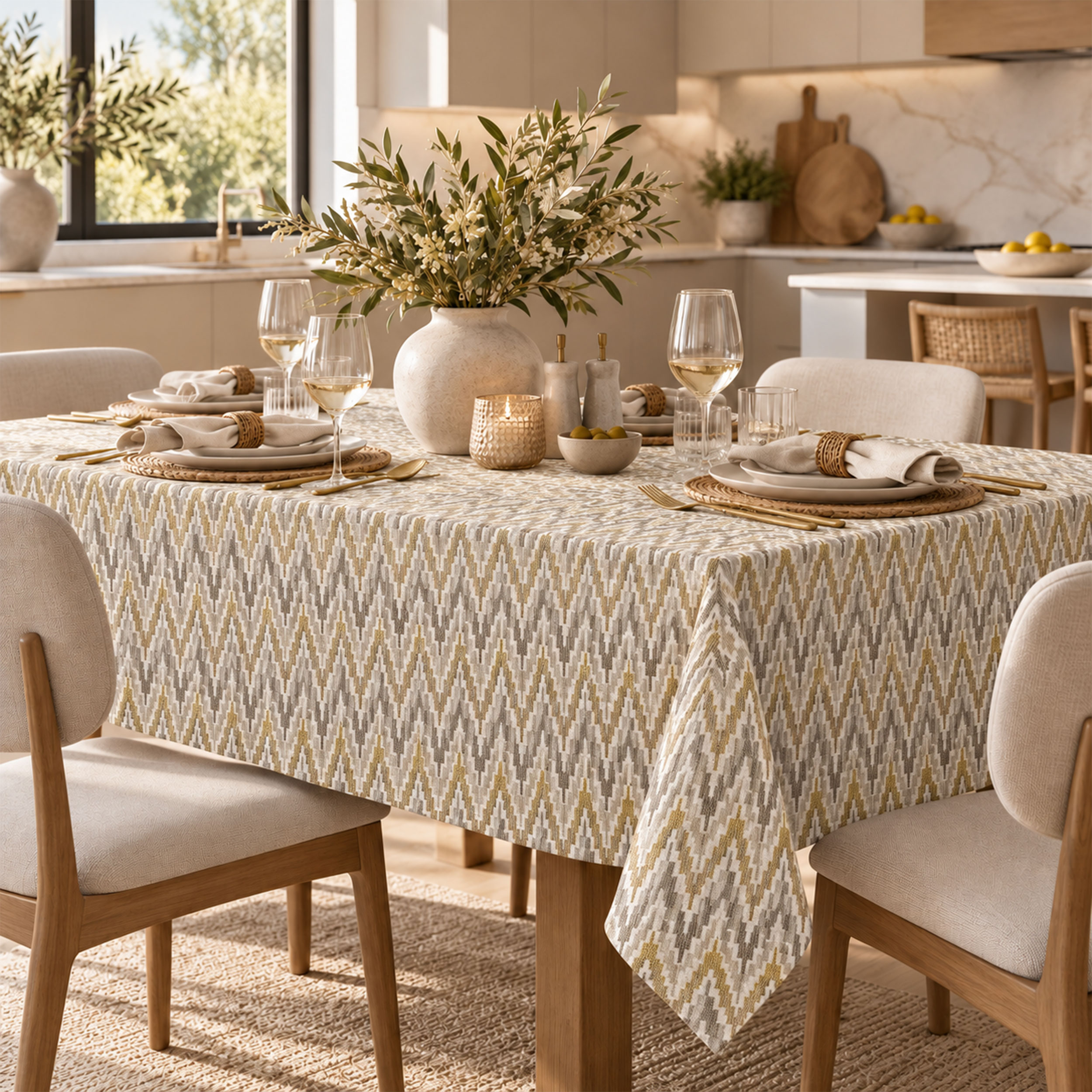 Jacquard Zig Zag Astratto Toni Marroni Image