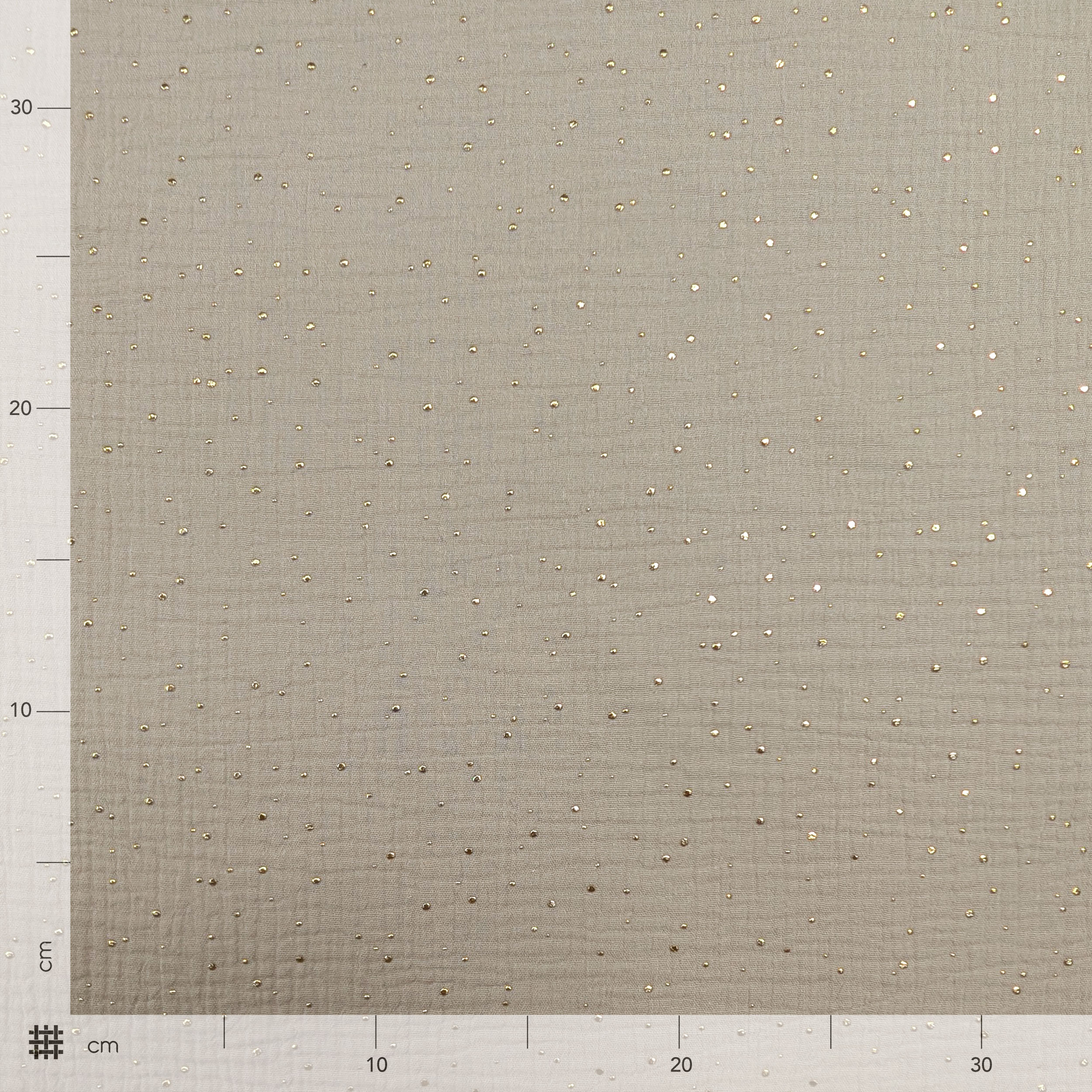 Mussola Cotone Beige con Pois Oro Image