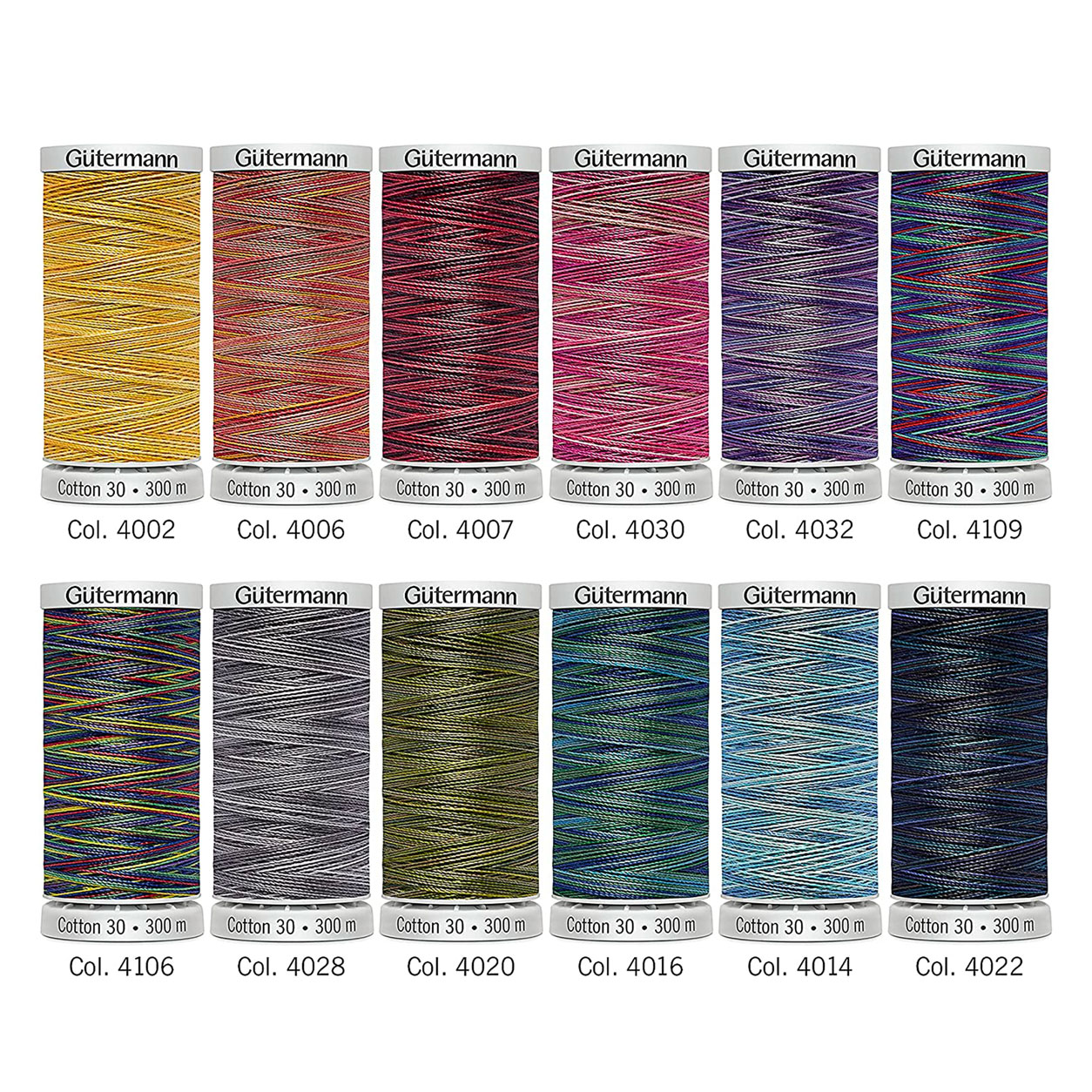 12 bobine di filo cotone 300 m multicolor