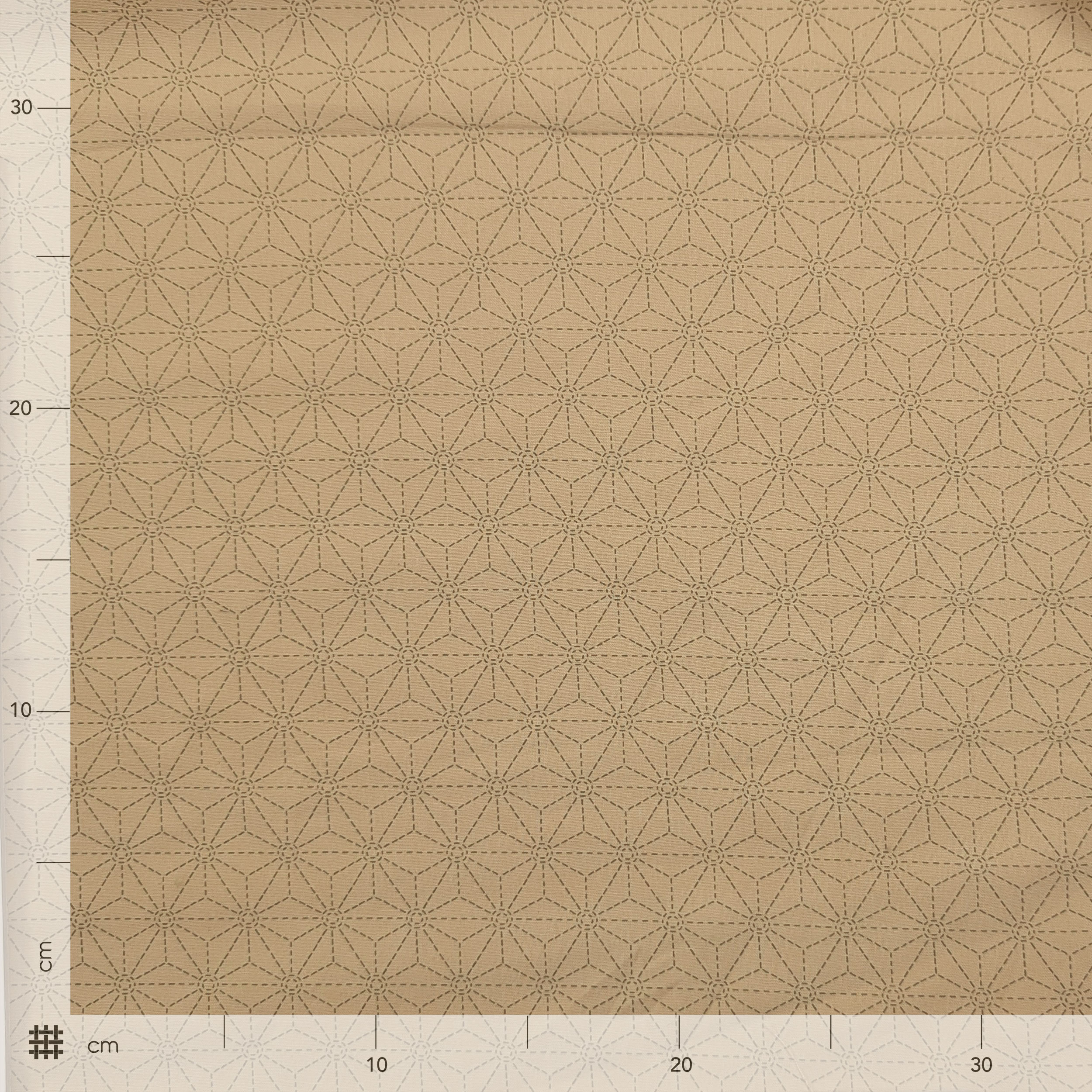 Popeline Cotone Beige con Stelle Geometriche Image
