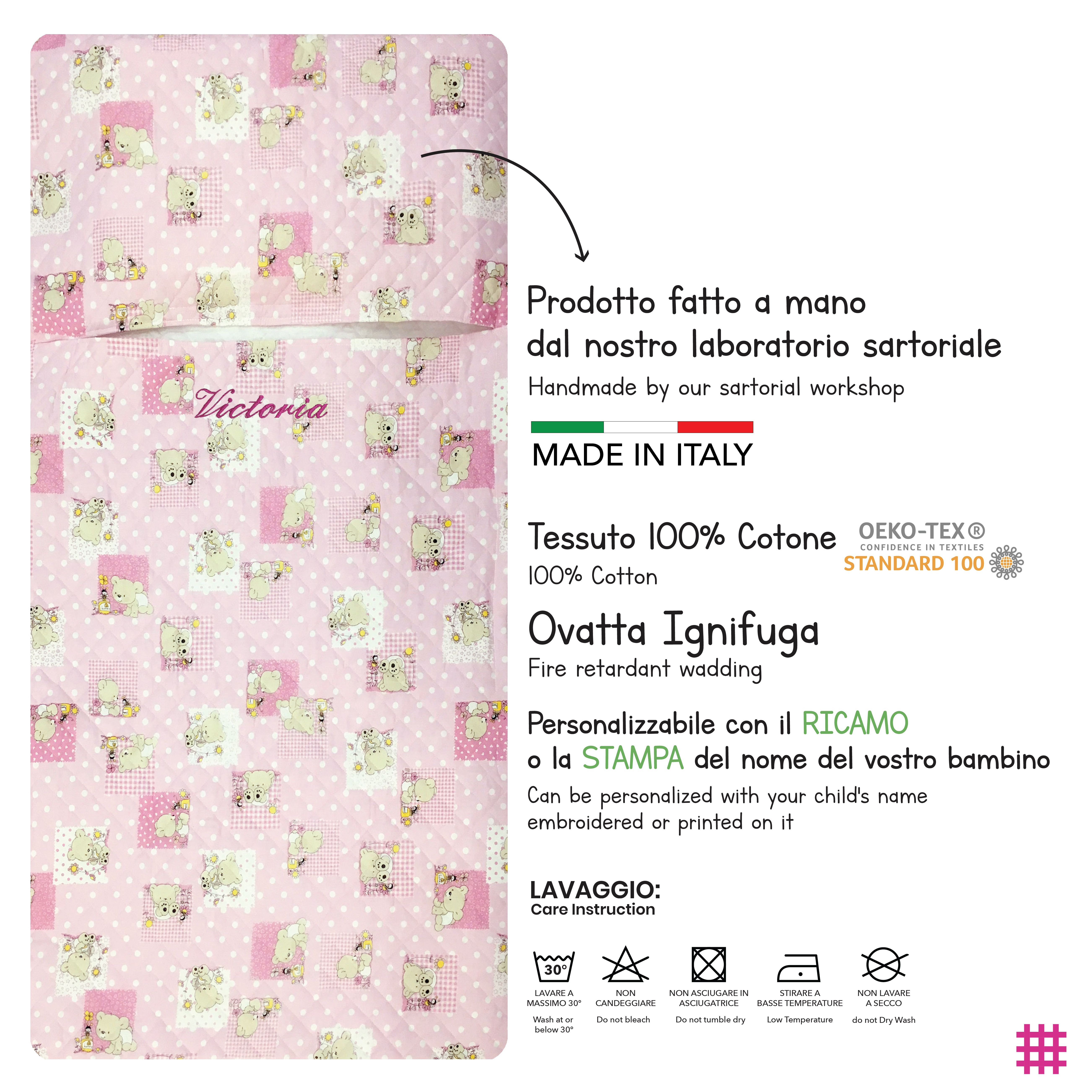 Sacco Nanna Orsetti e Api Rosa Image