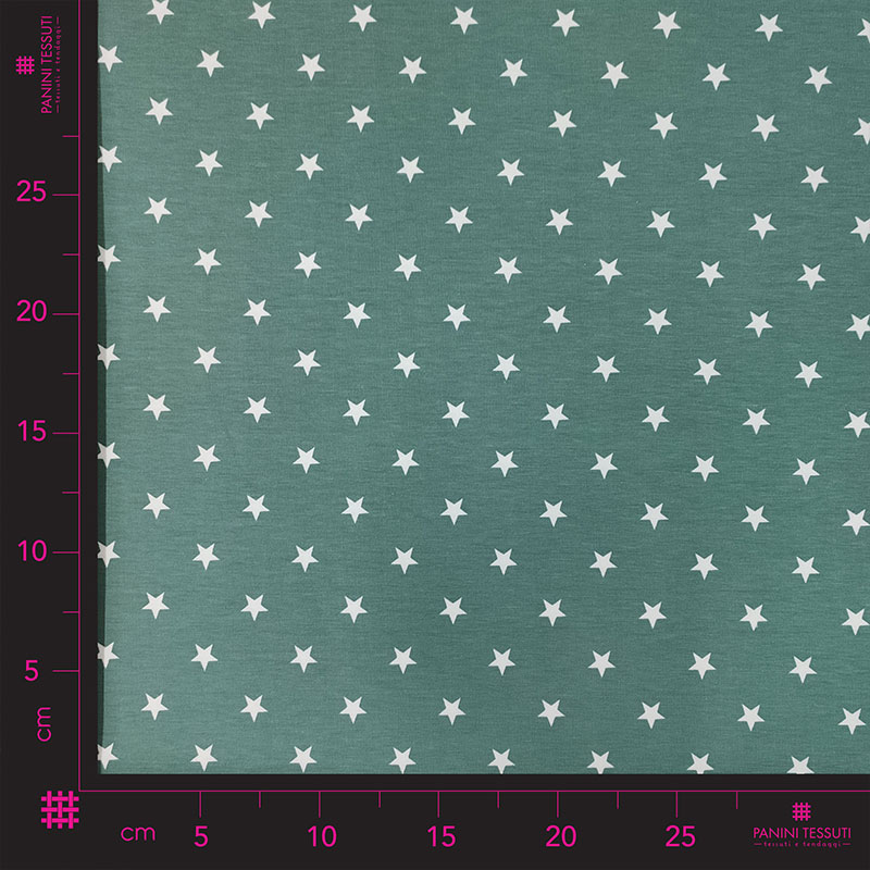 Tessuto Jersey Stelline Verde
