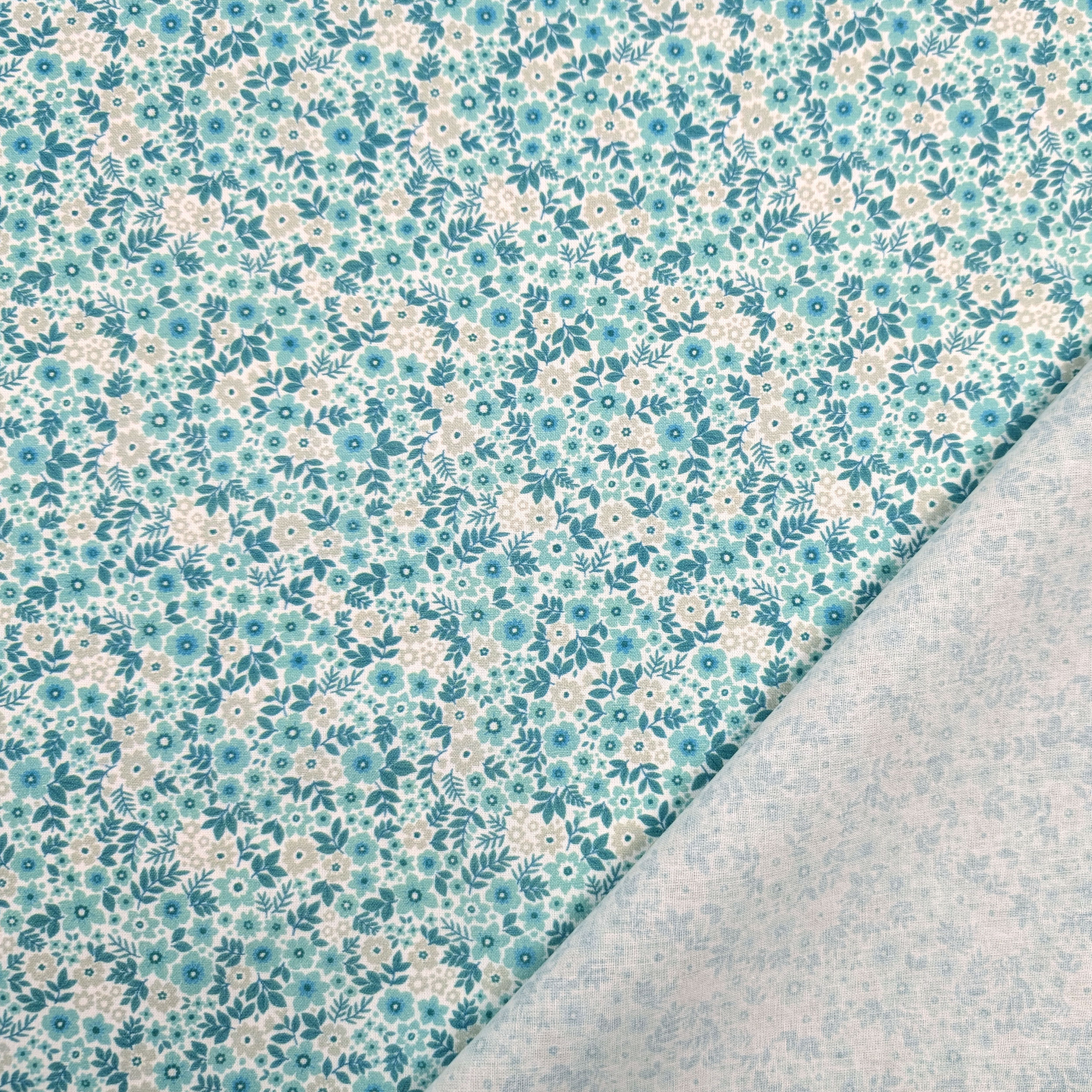 Cotone Percalle con Fiorellini Verde Acqua Image