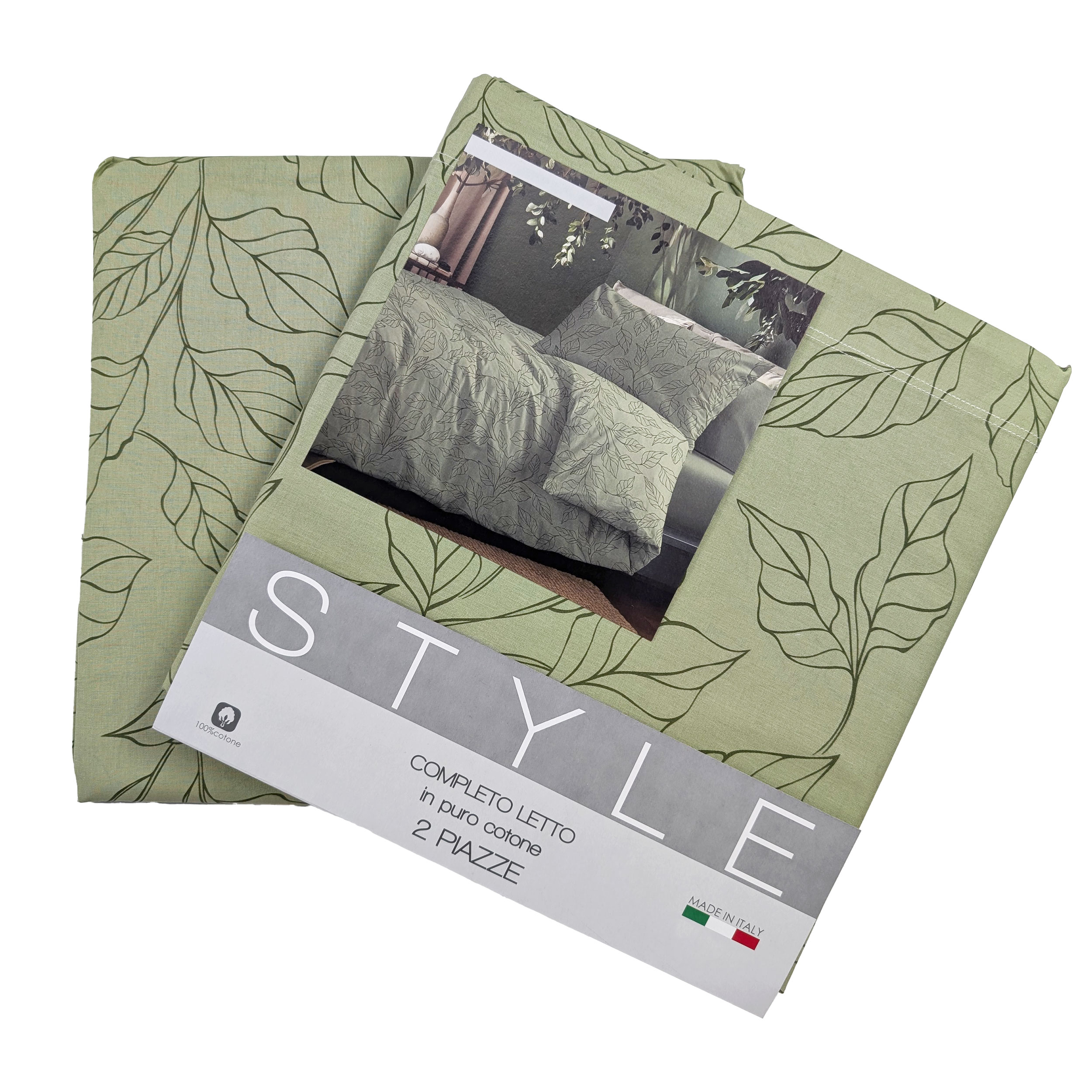 Completo Letto Matrimoniale Style Foglie Verdi Image