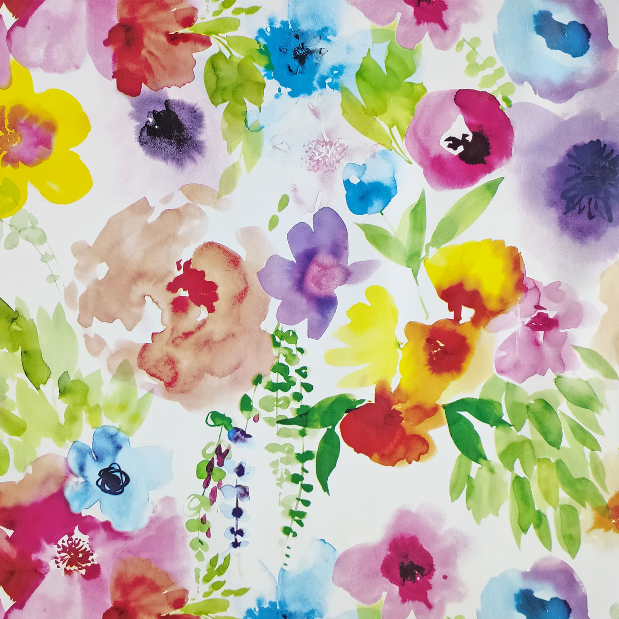 Ritaglio Tovaglia Plastificata Fiori Dipinti 120x140 cm Image