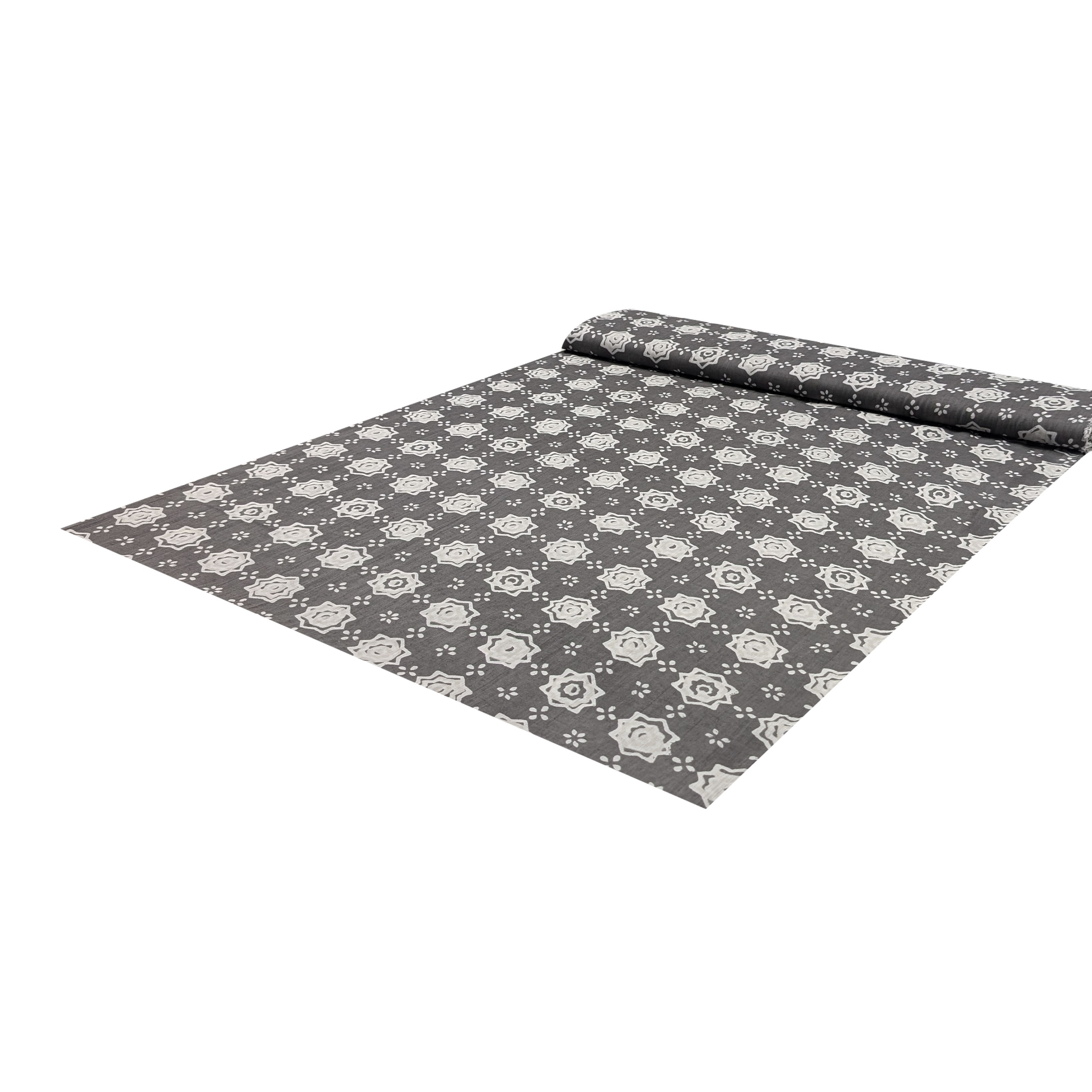 Mussola Cotone Fantasia Batik Sfondo Grigio Image