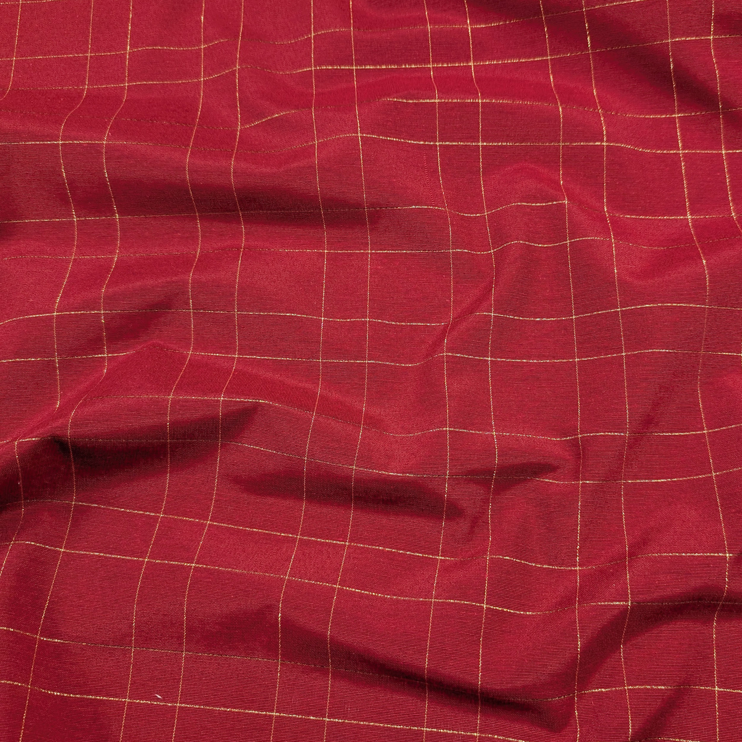 Misto Cotone Natalizio Rosso Righe Oro Lurex Image