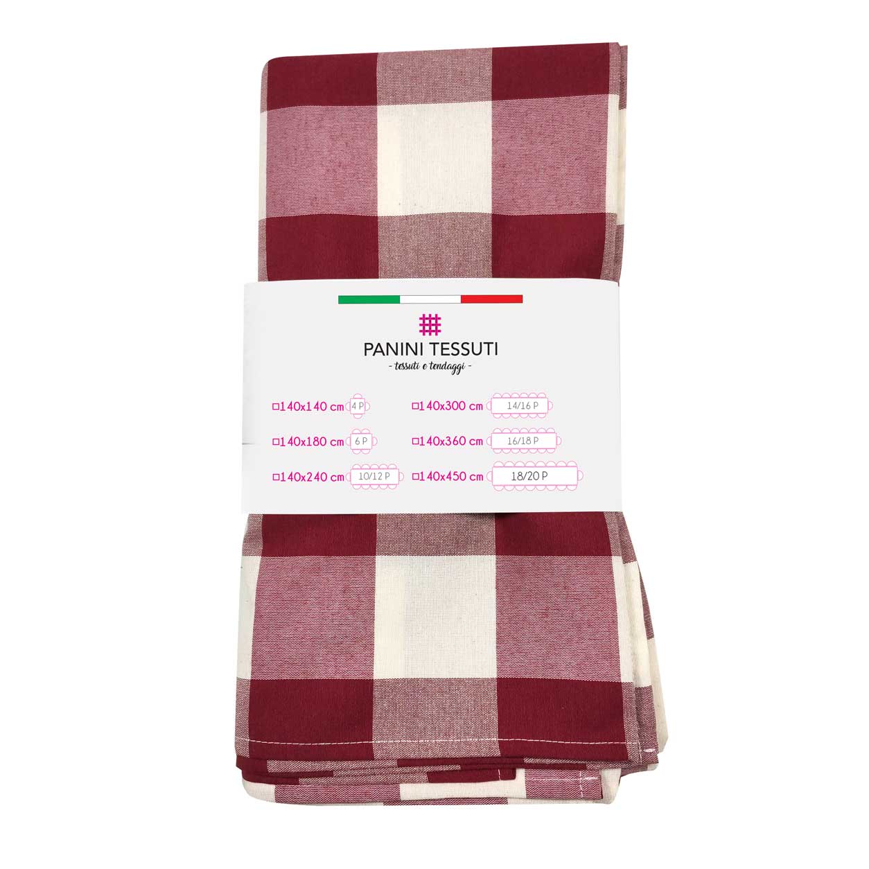 Tovaglia Confezionata Panini Tessuti Quadro Grande Bordeaux