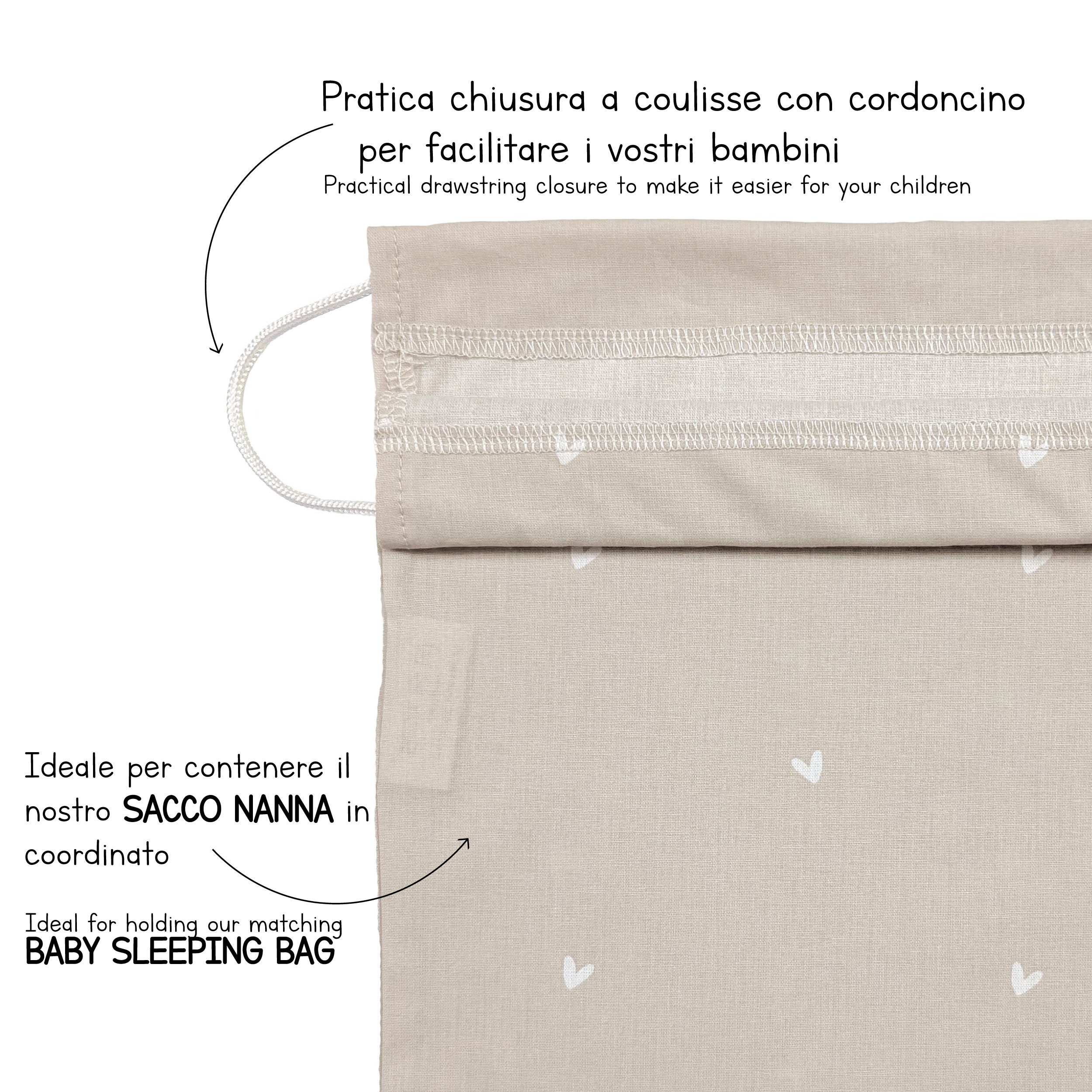 Sacchetto Asilo Cuoricini Sfondo Beige Image