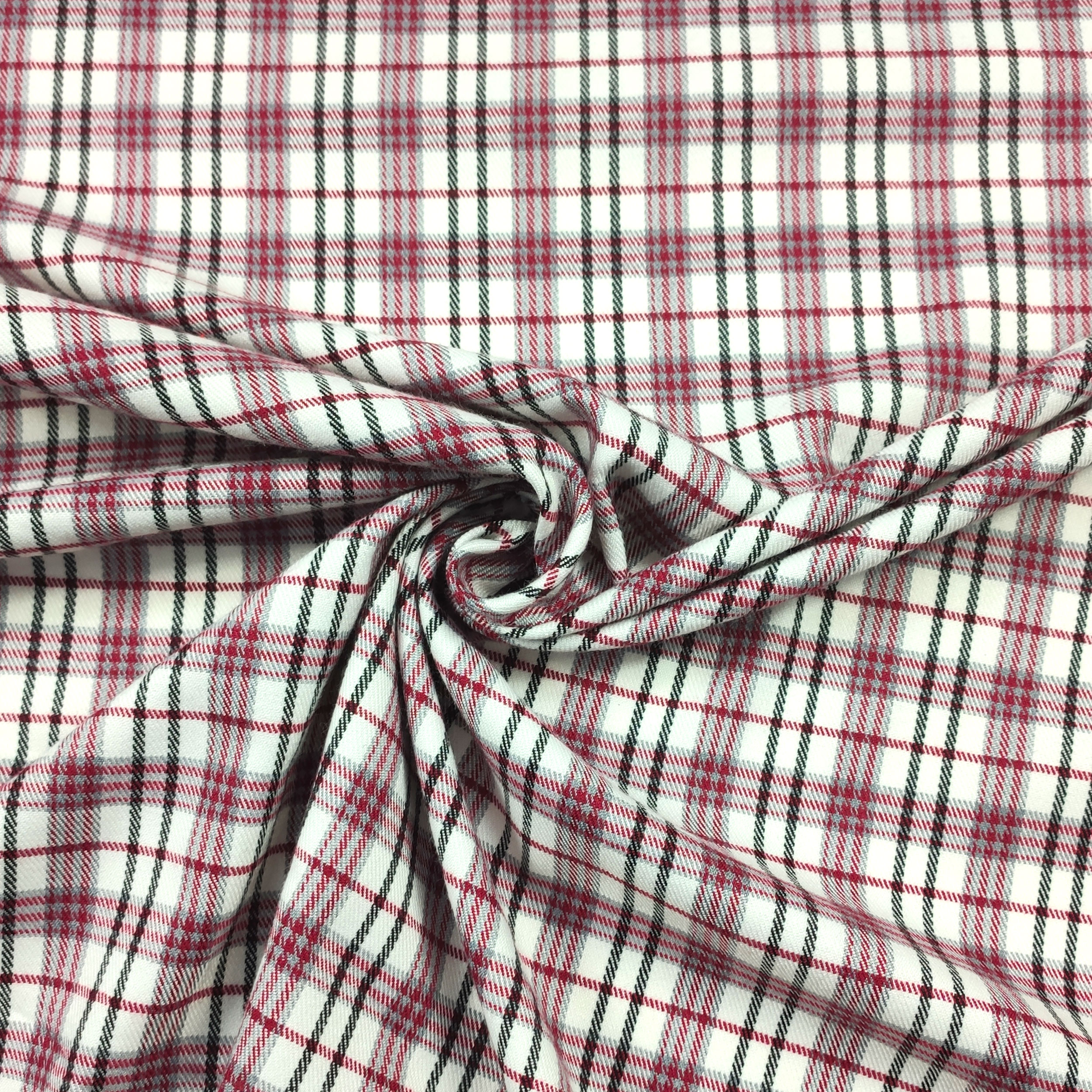 Tessuto Scozzese Bianco Rosso e Nero