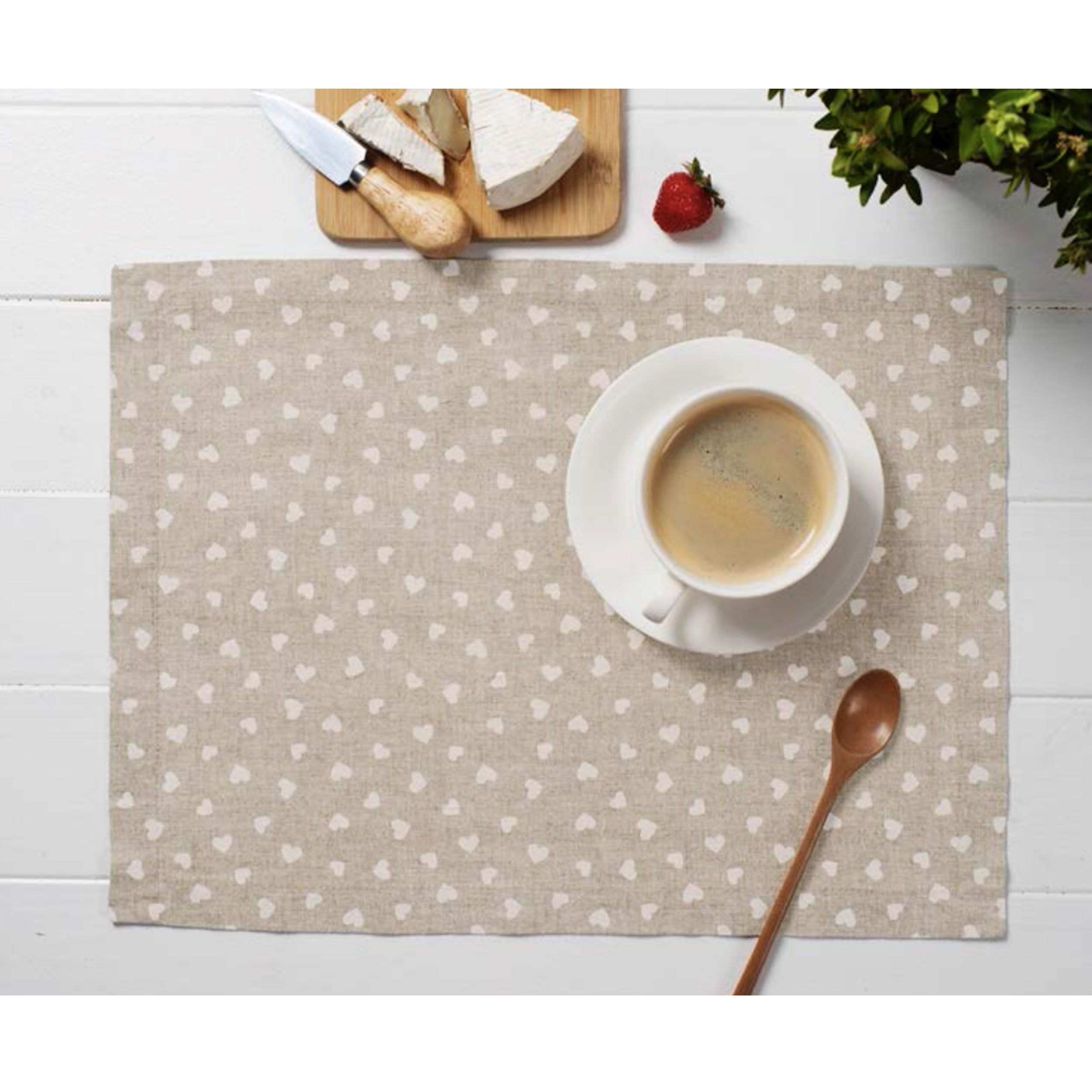 Panama Cuori Bianchi Sfondo Beige Image