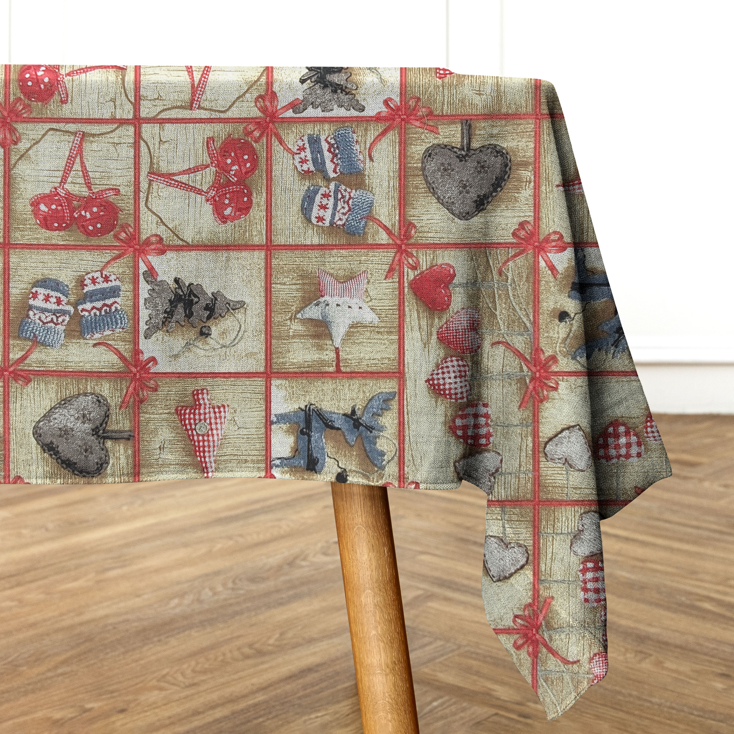 Tessuto Arredo Natalizio con Decorazioni Shabby Image