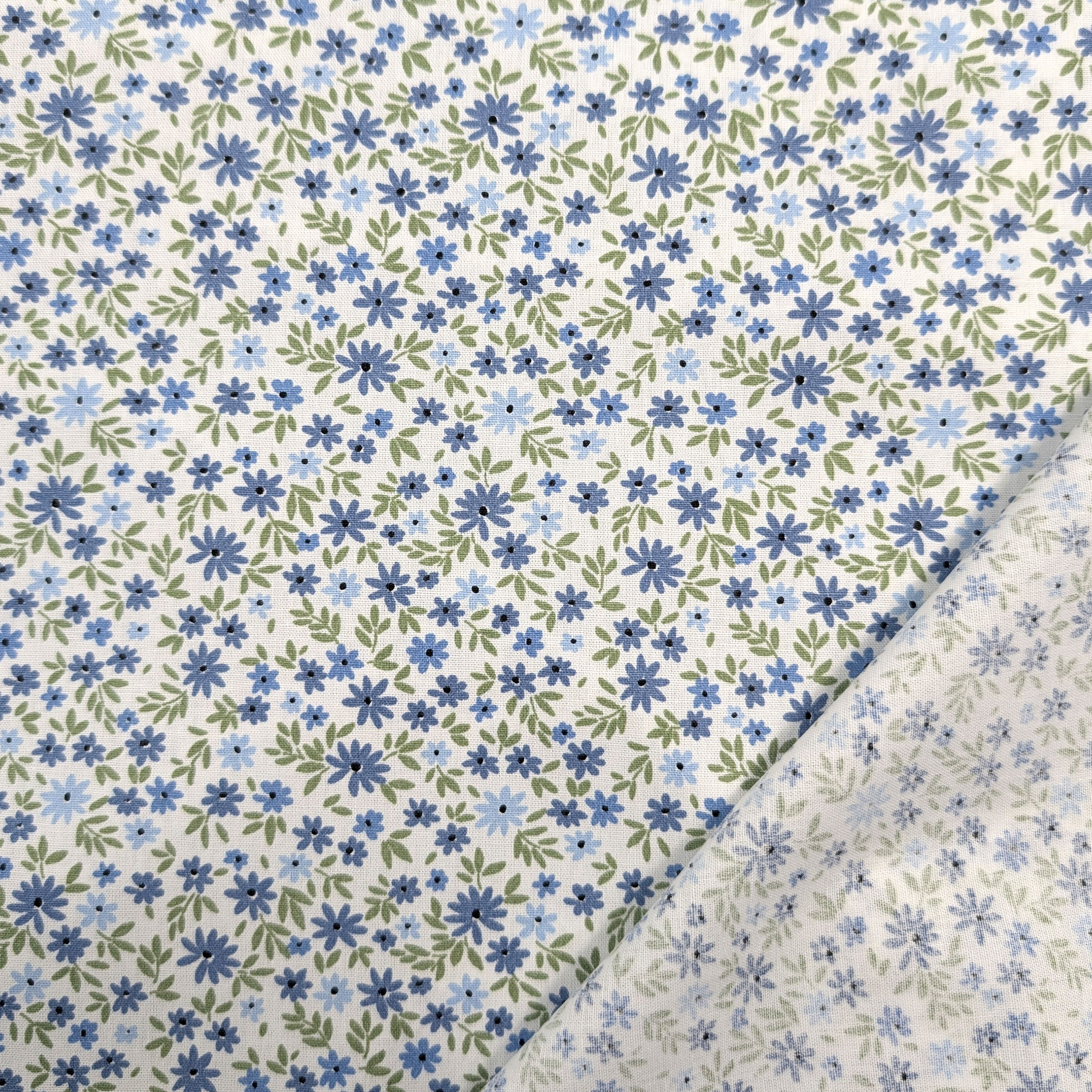 Popeline Cotone Fiorellini Azzurro e Blu Image