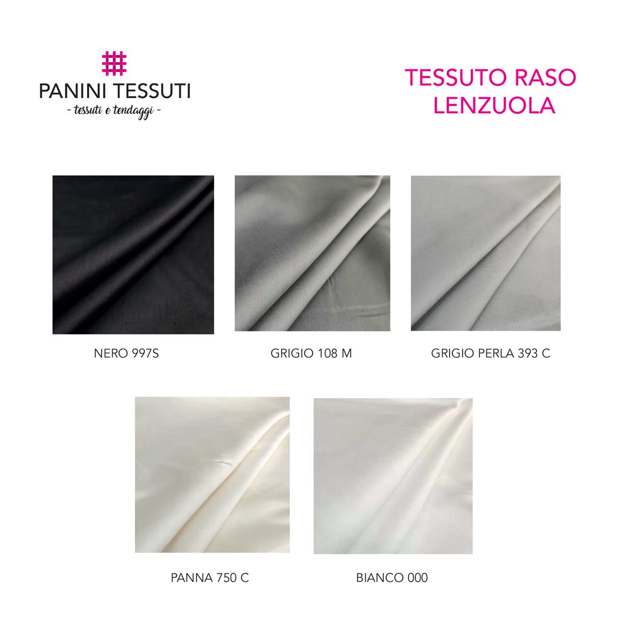 raso per lenzuola colori disponibili