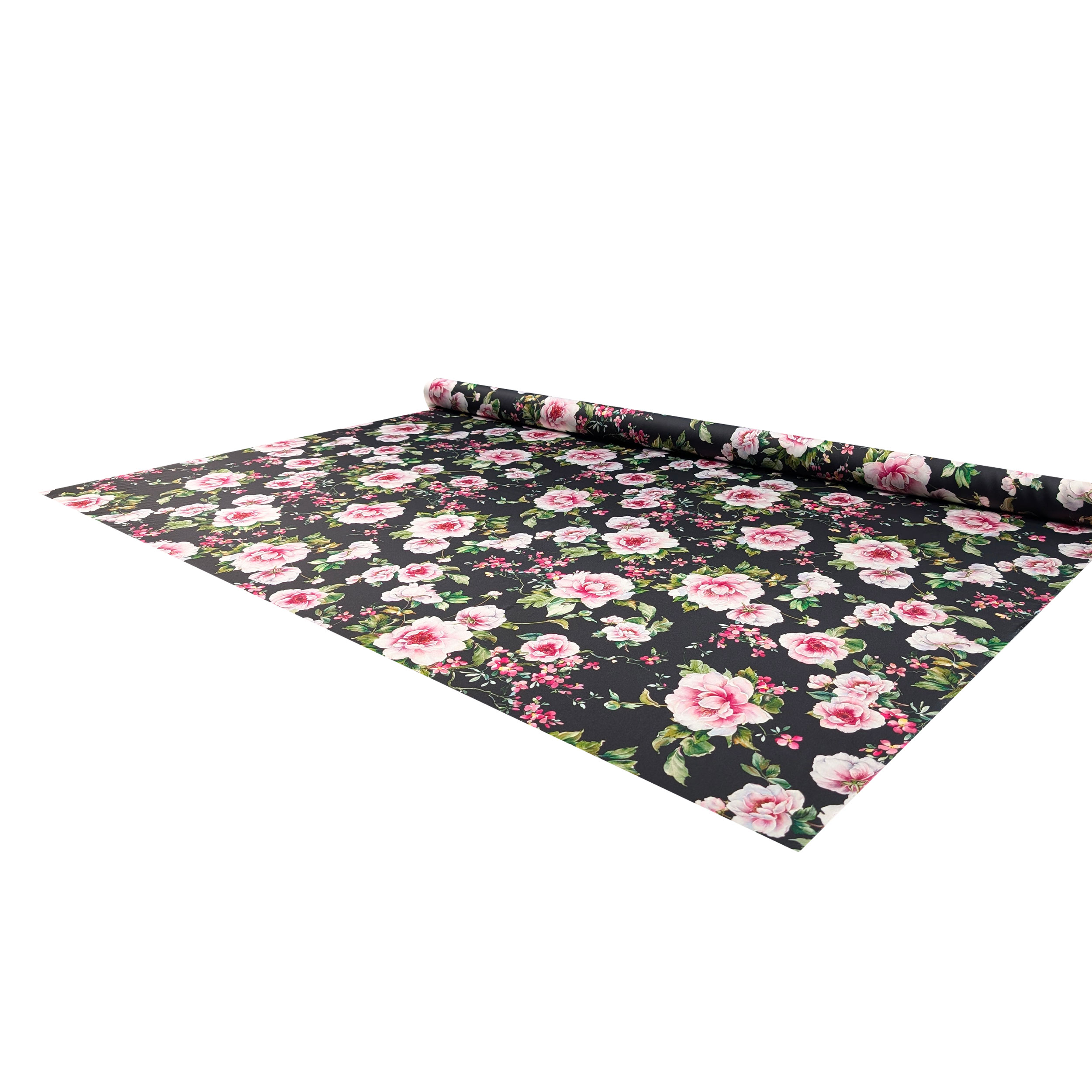 Raso Setato Alta Moda Fiori Rosa Sfondo Nero Image
