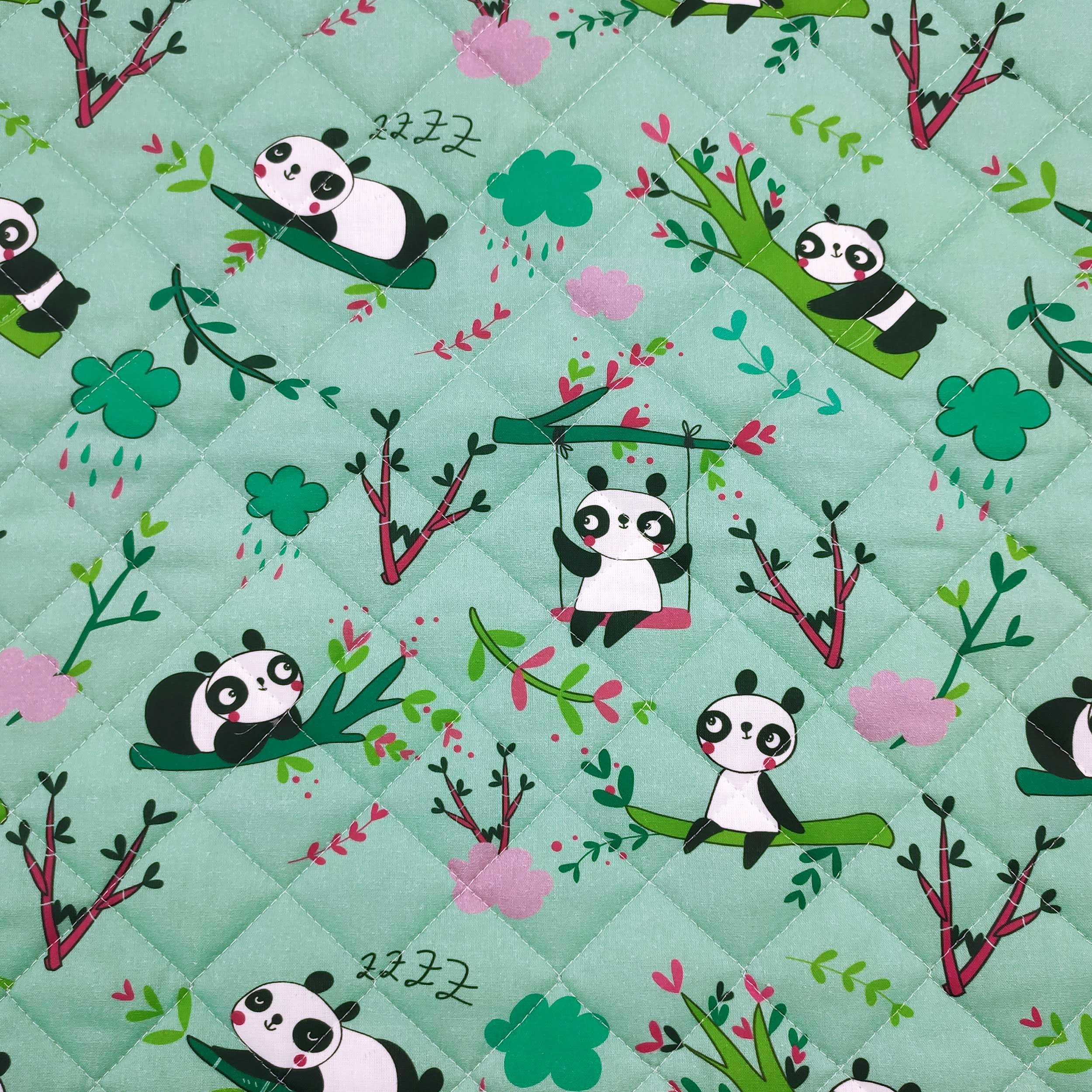Sacco Nanna Fantasia Panda Sfondo Verde Menta
