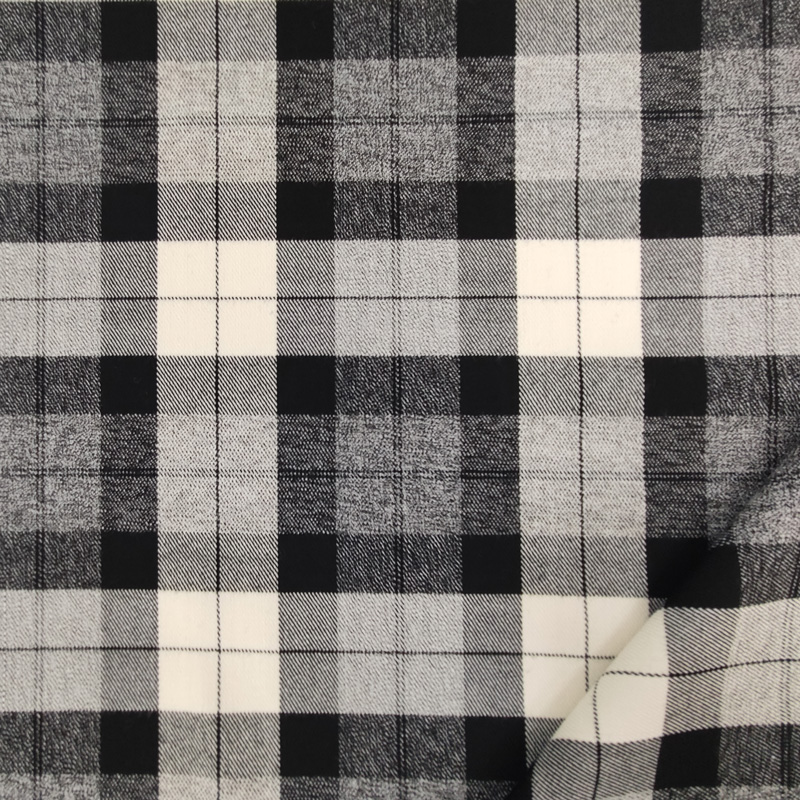 Tessuto Scozzese Quadri Panna e Grigio Melange