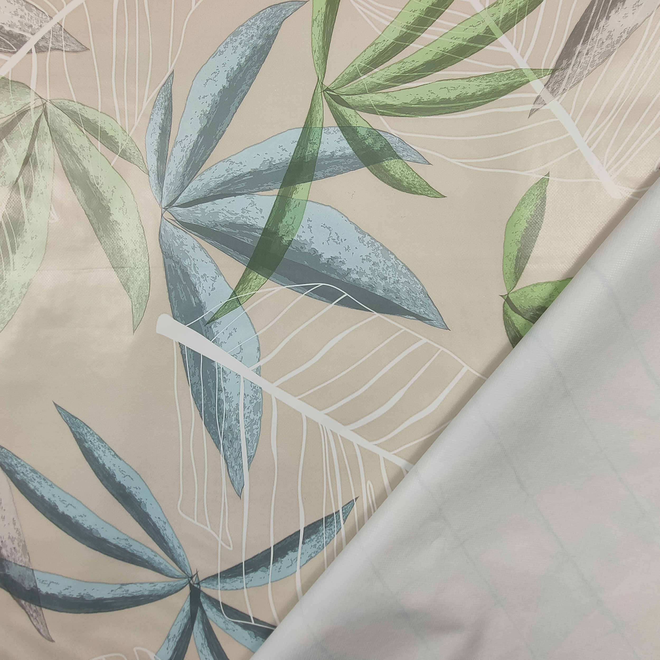 Tessuto Tovaglia Plastificata Foglie Sfondo Beige Image