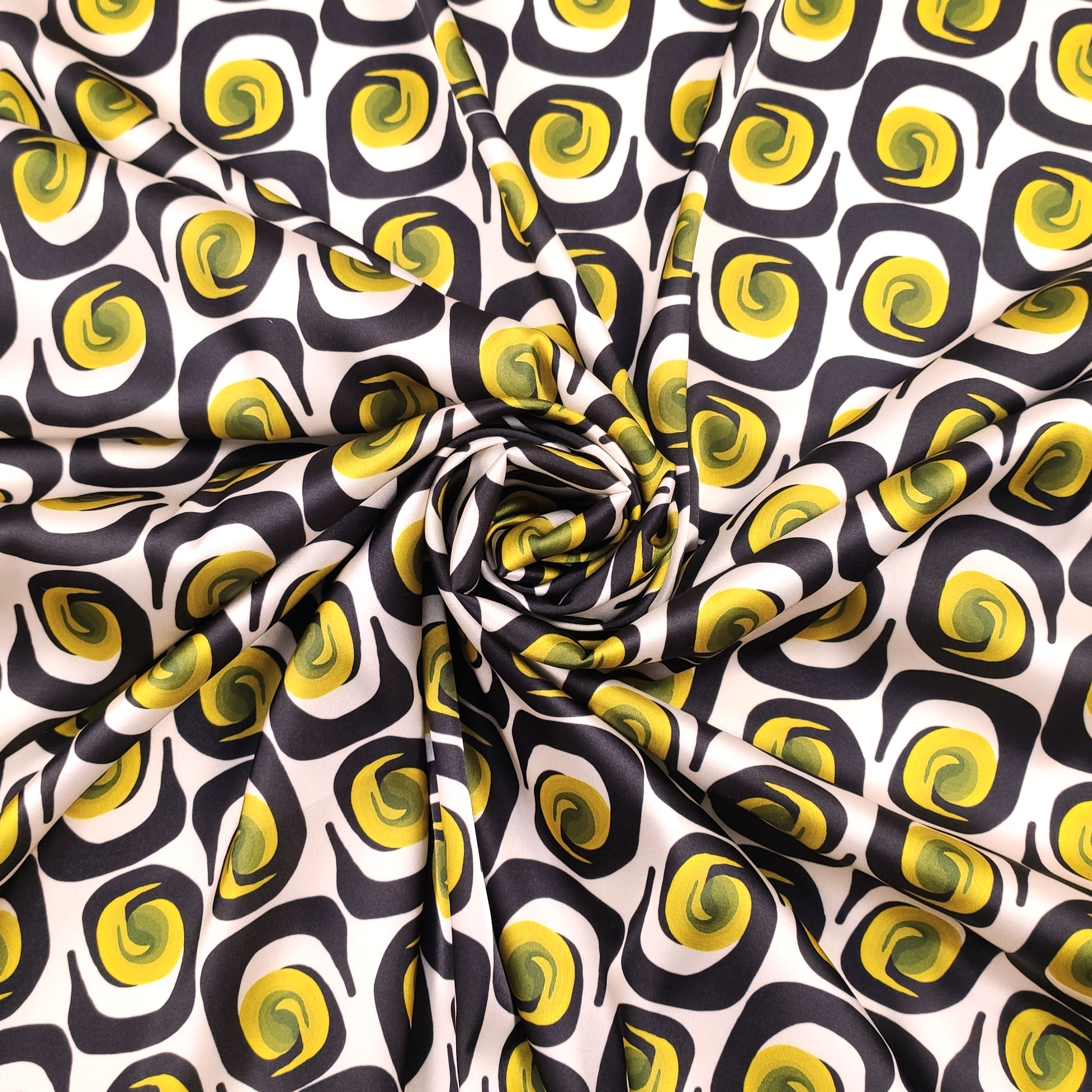 Rasetto Elasticizzato Setato Moda Motivi Astratti Giallo