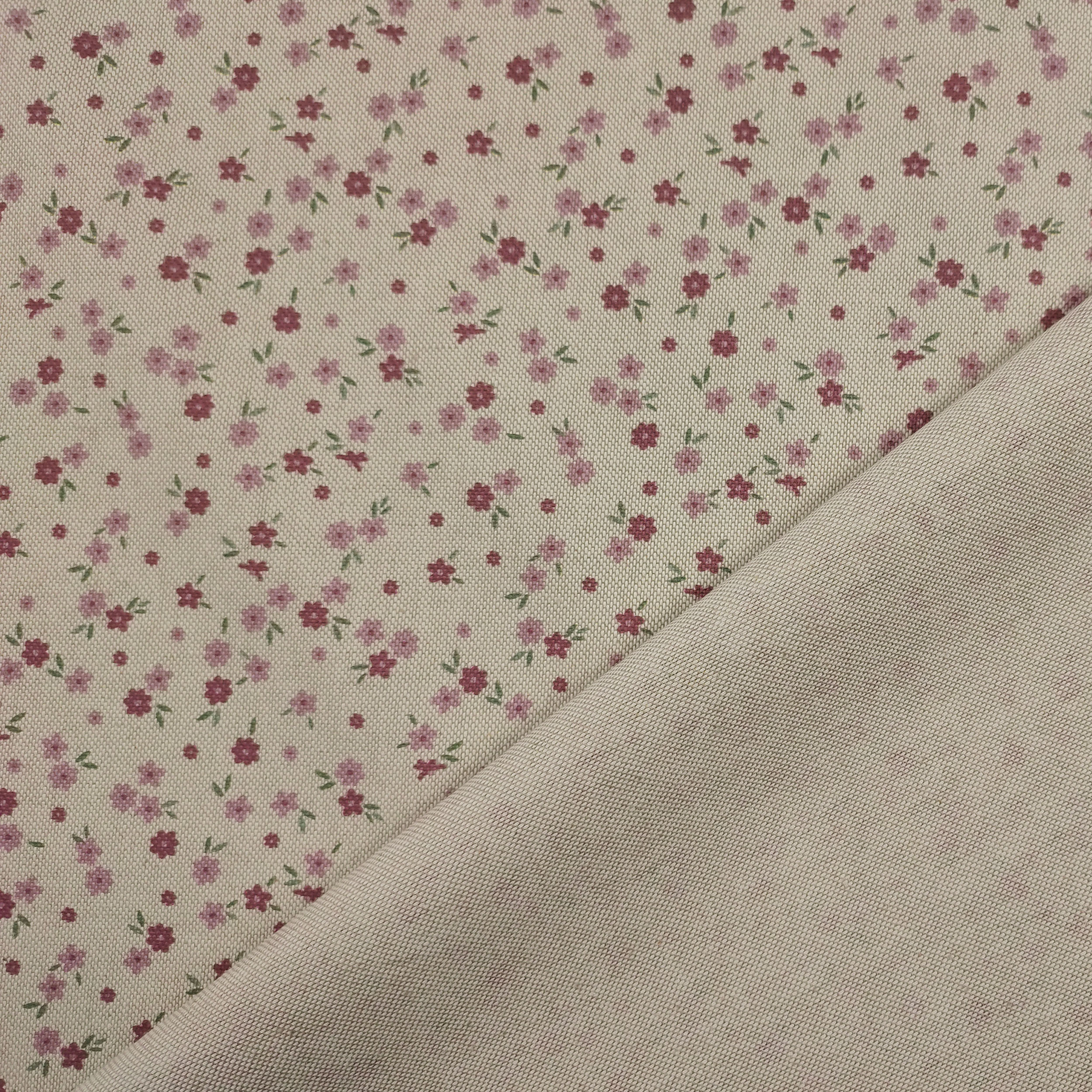 Tessuto Panama Fiorellini Rosa