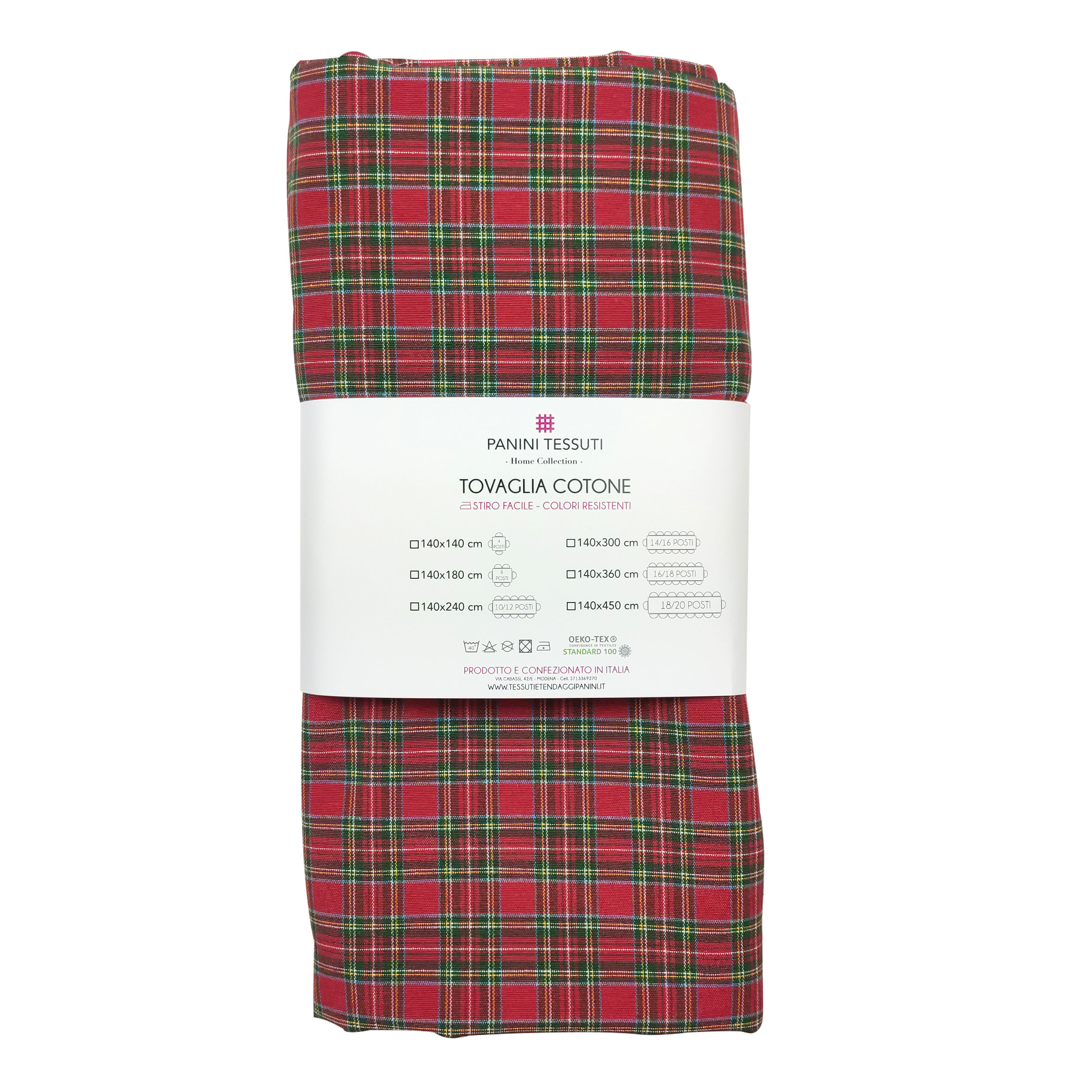 Tovaglia Confezionata Tartan Rosso e Verde